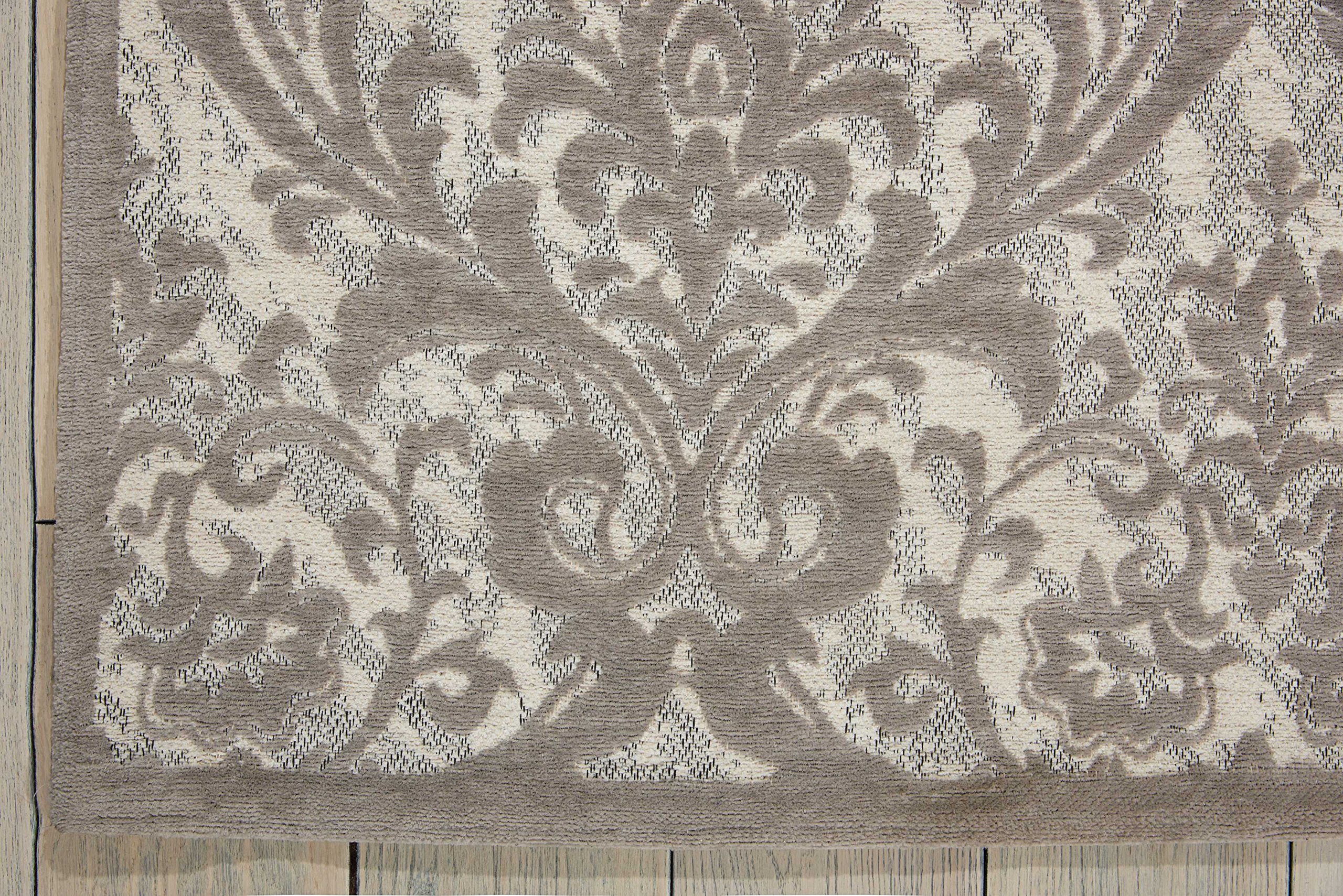 Nourison Damask Traditional Ivory/Grey 8' x 10' Area Rug - Easy to Clean, Non-Shedding, Stain Resistant | Perfect for Bedroom, Living Room, Dining Room & Kitchen Decor (8x10)