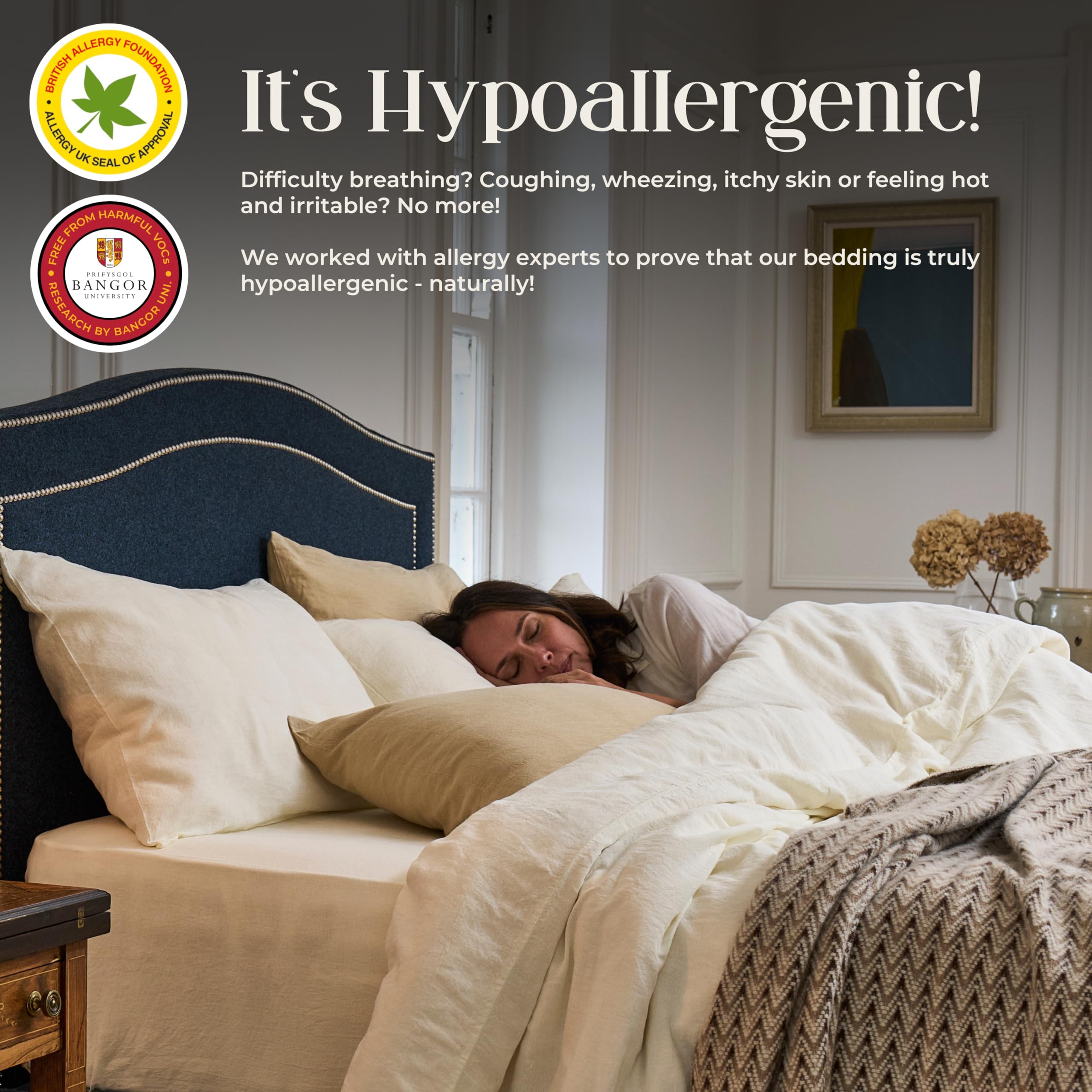 Woolroom Deluxe King Size Wool Mattress Topper - 100% Natural Hypoallergenic British Wool with Organic Cotton Cover - Handcrafted for Extra Comfort on Firm or Old Mattresses - Superior Moisture Wicking & Temperature Regulation - Perfect for Allergy Sufferers & Hot Sleepers - Ideal for Master Bedrooms, Guest Rooms & Eco-Friendly Homes