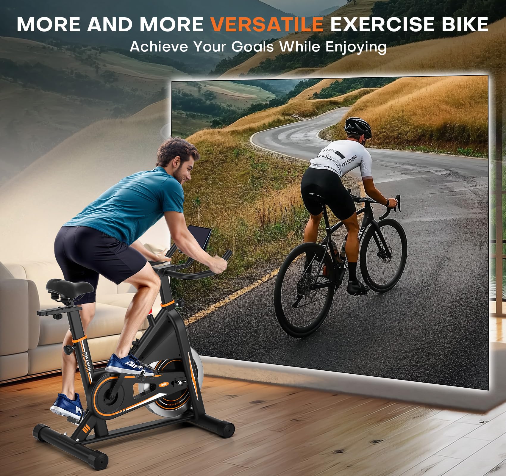 DMASUN Magnetic Resistance Exercise Bike for Home Gym - Indoor Cycling Bike with Comfortable Seat Cushion & Digital Display - Heart Rate Monitor - Perfect for Cardio Workouts & Weight Loss Training