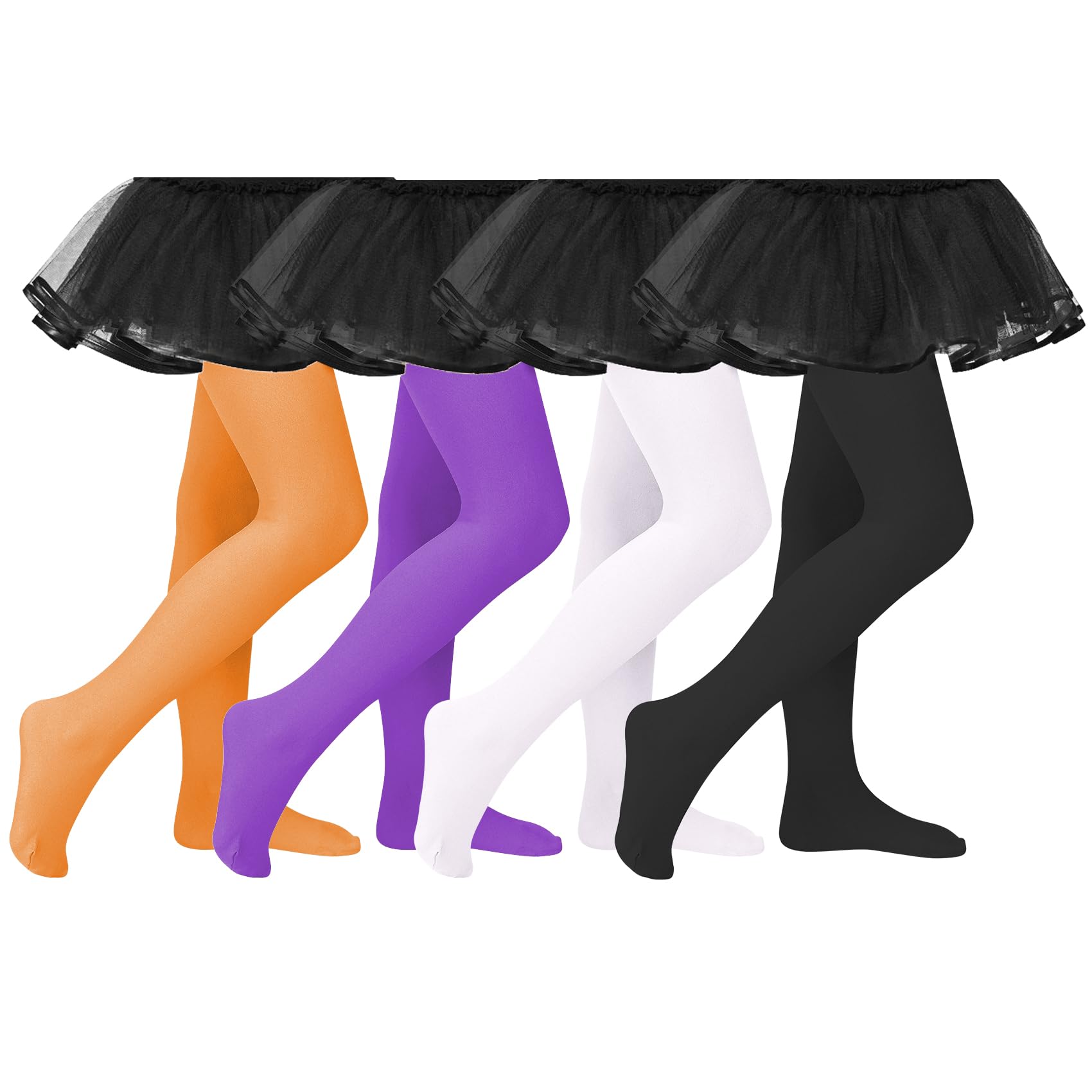 4 Pairs Durio Ultra Soft Ballet Tights for Toddler Girls - Footed Dance Stockings & Elastic Leggings for School, Dance Class, Recital and Performance