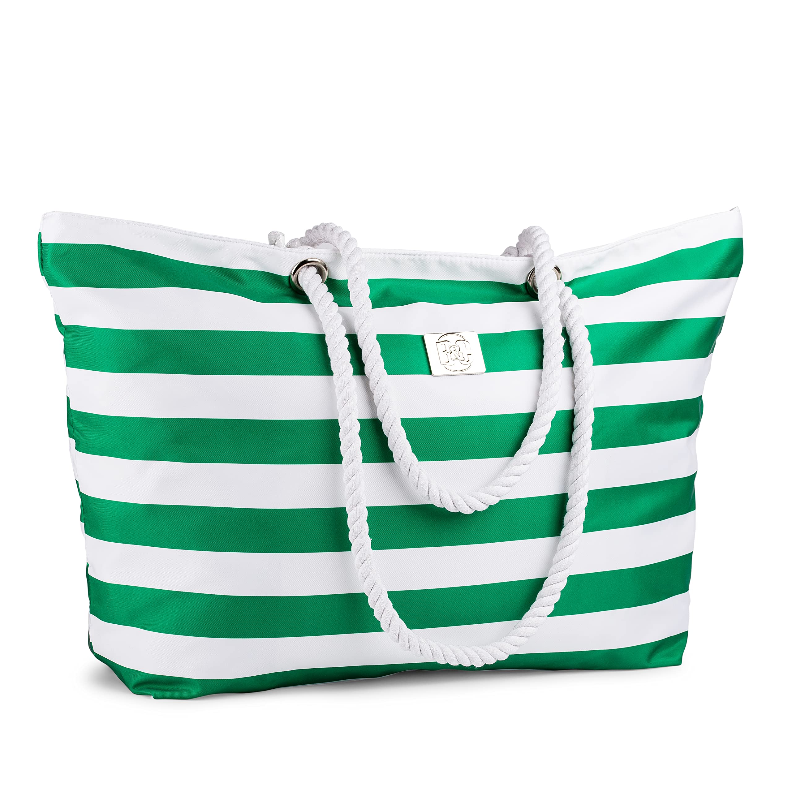 Waterproof XL Beach Tote Bag with Zipper & Pockets - Perfect for Travel & Pool Days