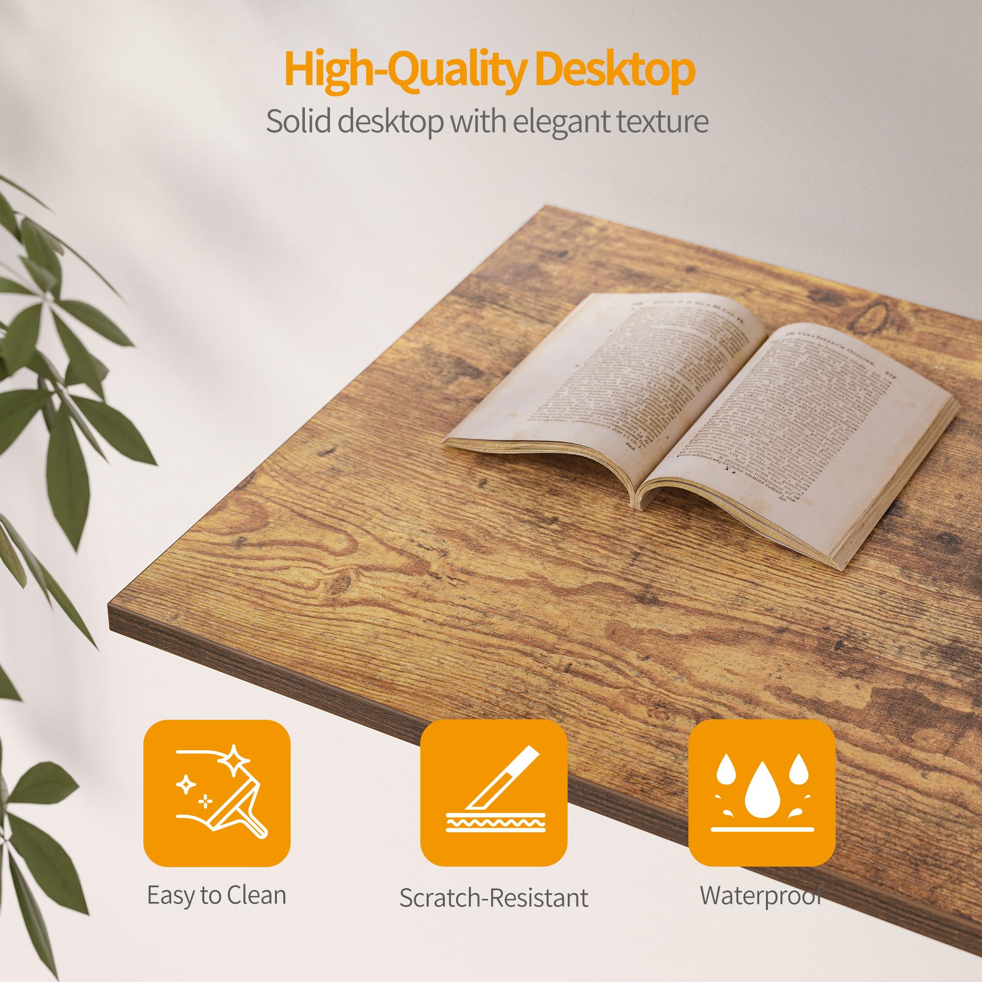 CubiCubi 47 Inch Small Computer Desk with 2 Drawers - Home Office Desk, Study Writing Table in Rustic Brown - Perfect for Small Spaces, Dorm Rooms & Home Offices