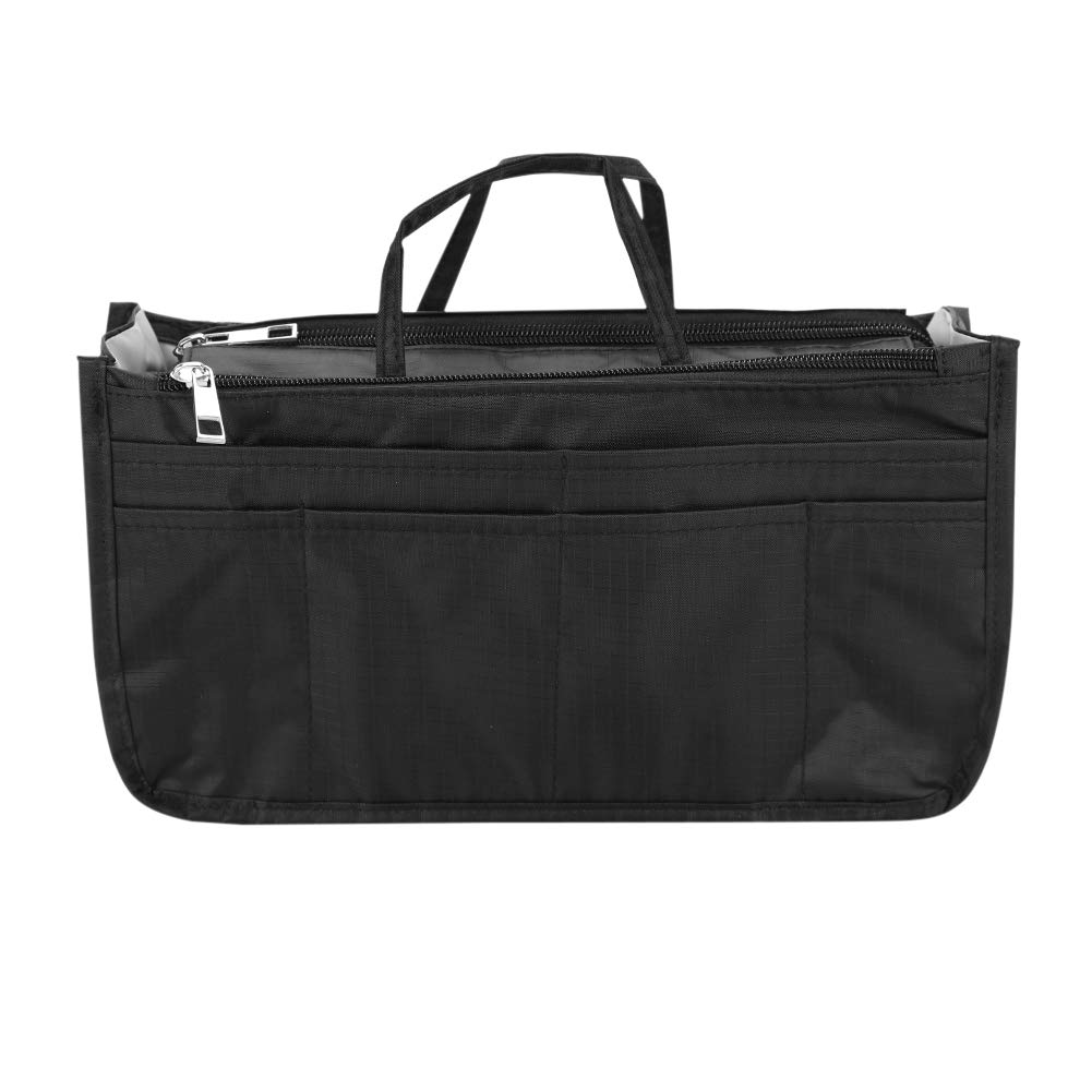 Oxford Cosmetic Bag for Women & Men - Waterproof Travel Makeup Organizer with Dry & Wet Separation - Medium Black Makeup Pouch for Toiletries, Cosmetics & Essentials - Perfect for Travel, Gym & Daily Use