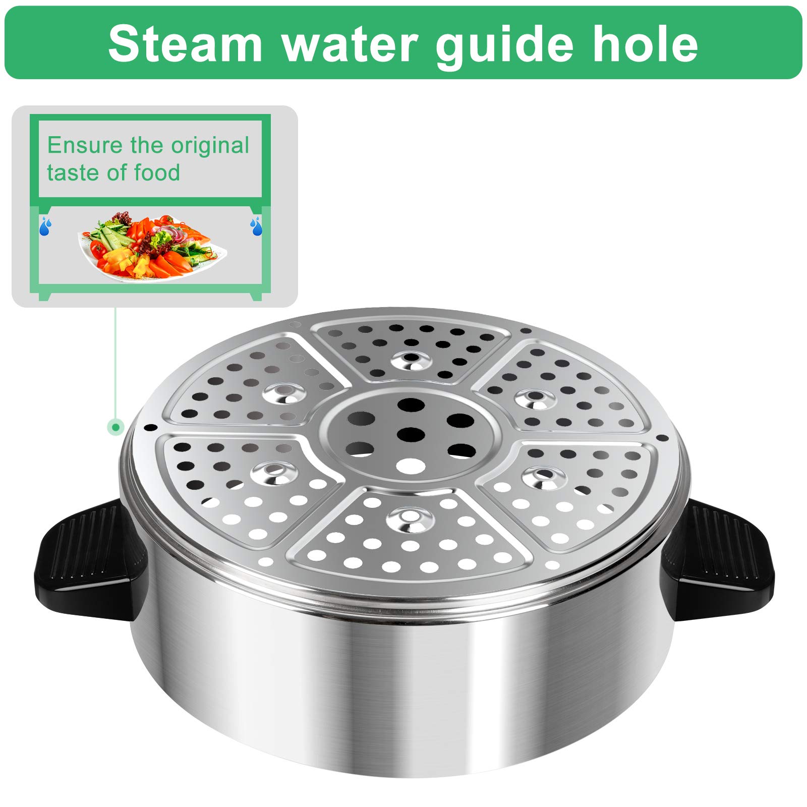 Secura 304 Stainless Steel Steamer Basket - 1 Tier Food Steamer Insert for 8.5 Quart Electric Cookers | Perfect for Vegetables, Dumplings & Healthy Cooking