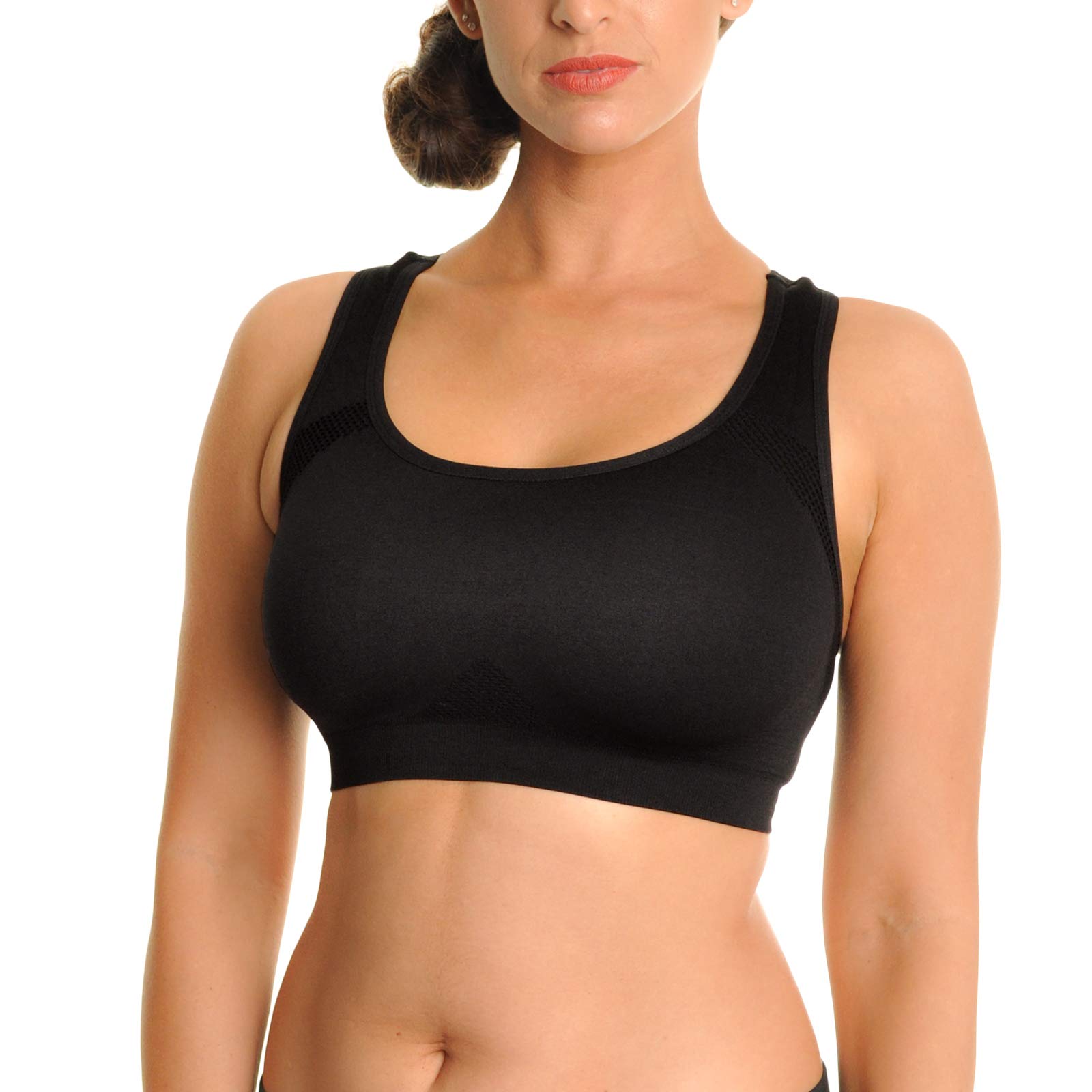 Angelina Women's Seamless Double Layer Racerback Sports Bras 3-Pack - Breathable Workout Tops for Yoga, Running & Gym