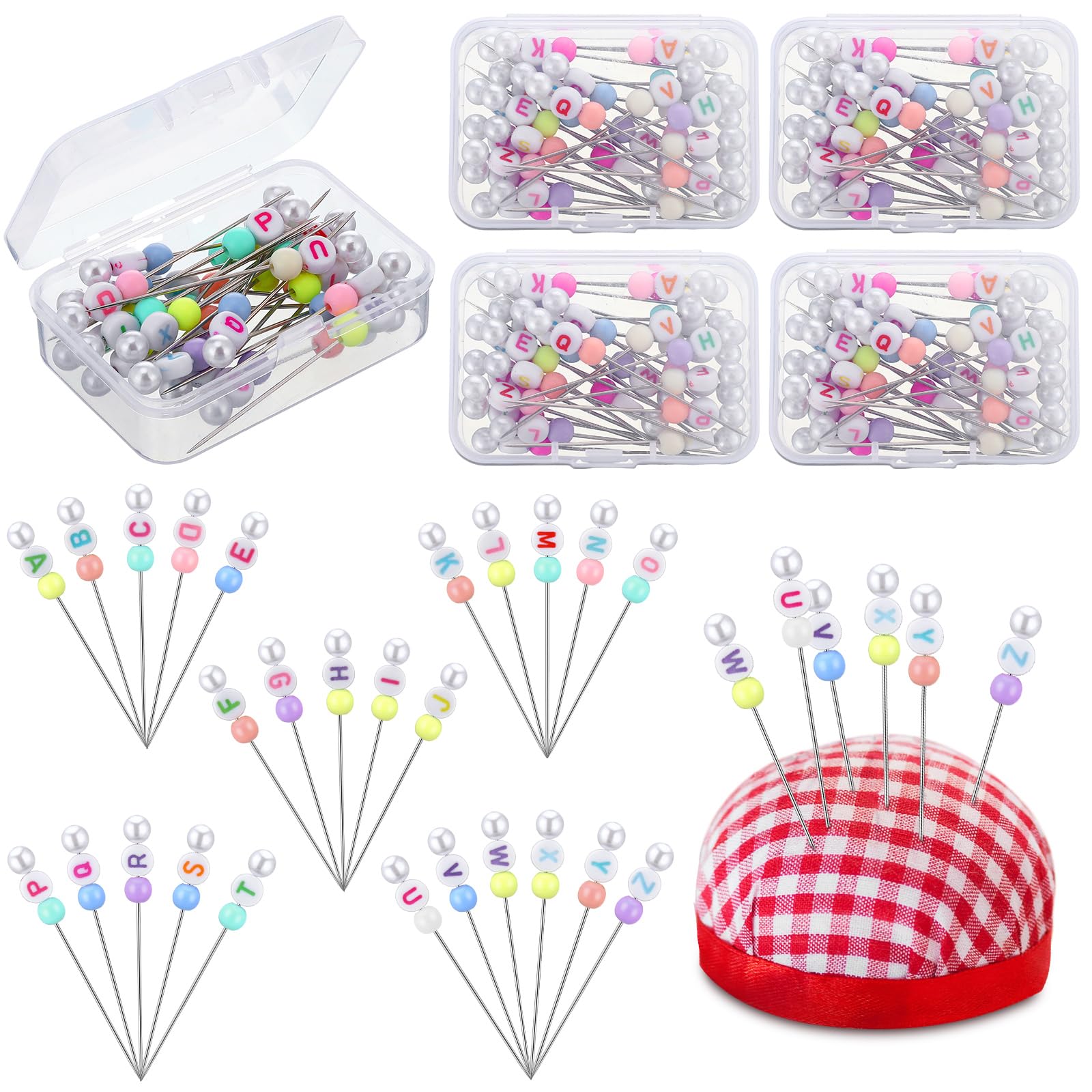Dingion 104-Piece Numbered Quilting Pins with Alphabet - 1.97 Inch Straight Pins for Fabric, DIY Jewelry, Dressmaking | Colorful Heads & Storage Box | Perfect for Sewing, Quilting, Craft Projects