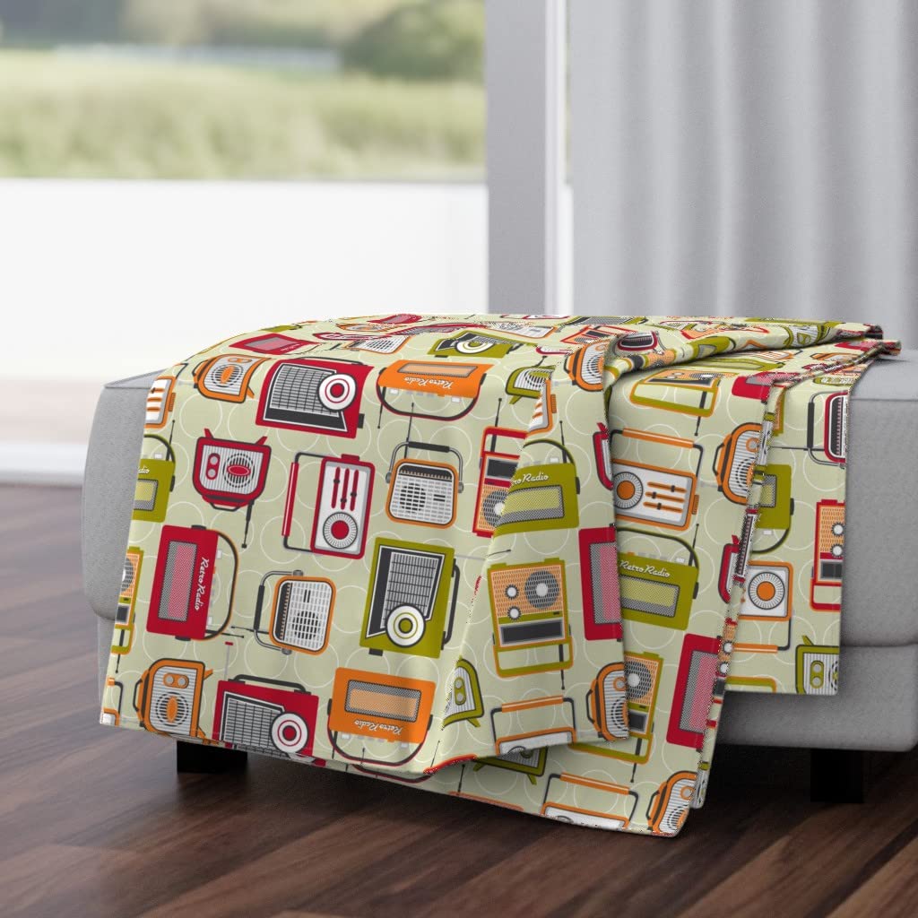 Retro Radio Technology Geek Vintage Abstract Geometric Print Plush Minky Throw Blanket 50