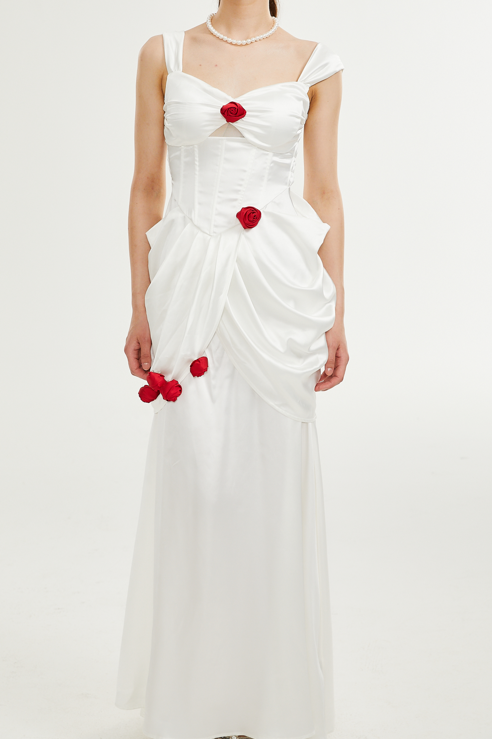 Elegant Adelita Rose Floral Pleated Maxi Dress for Women - Perfect for Weddings, Parties & Summer Vacations