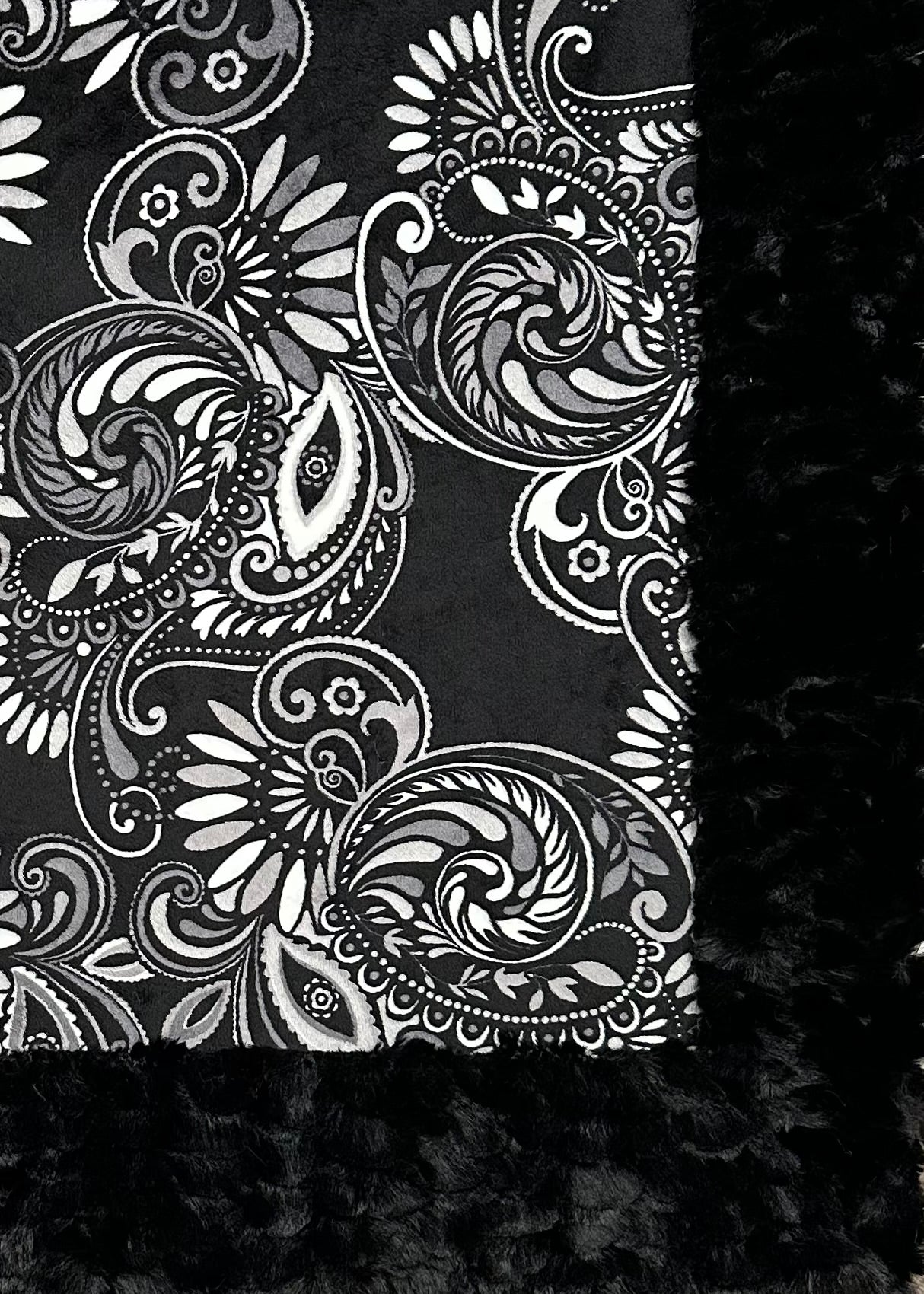 Paisley Black Florence Luxe X Long 51x90 Minky Blanket - Ultra Soft Plush Throw for Bed, Couch & Nursery - Perfect for Cozy Nights, Baby Gifts & Home Decor