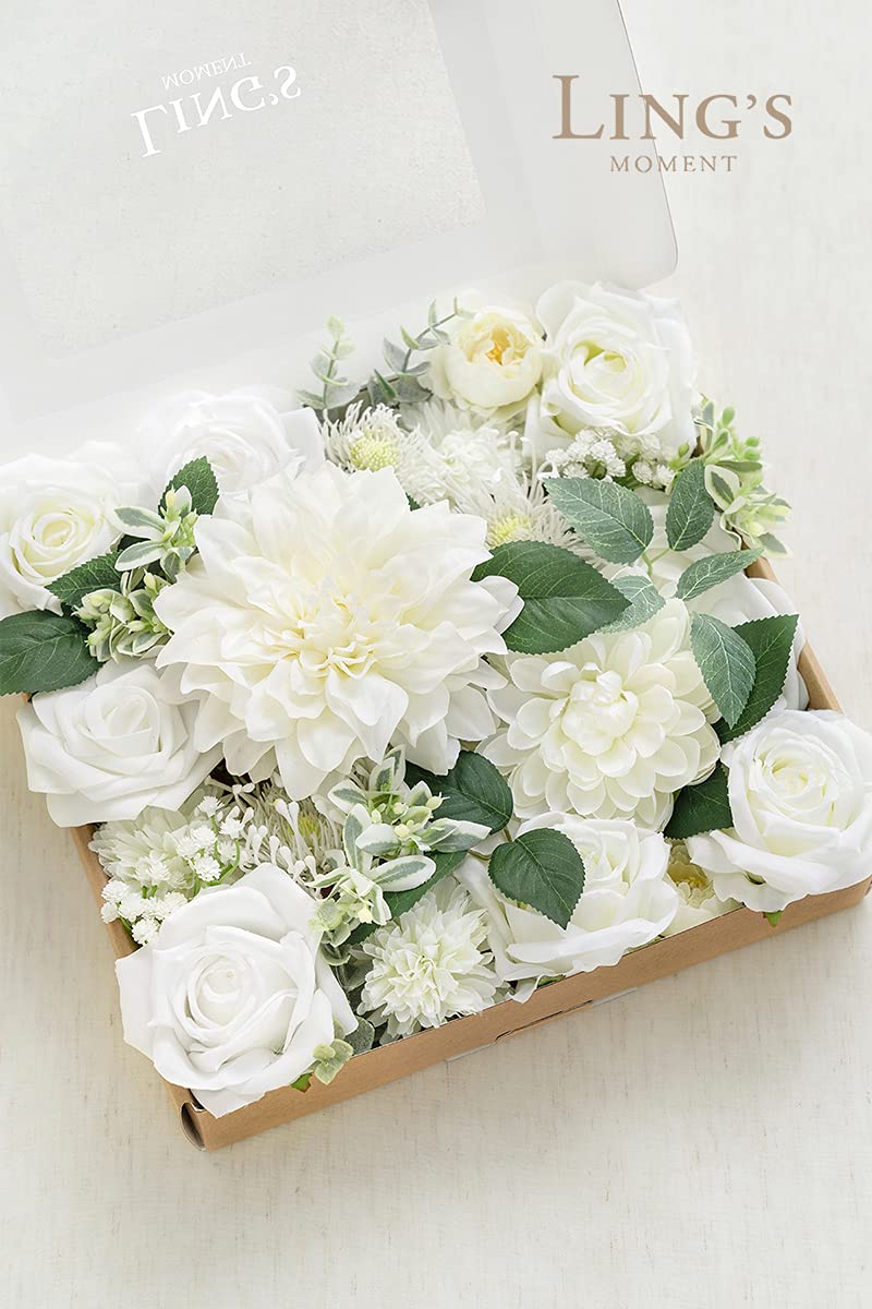 Ling's Moment Artificial Dahlia Flowers Set - DIY Wedding Bouquets, Centerpieces, Party & Baby Shower Decor - Realistic Fake Flowers for Home, Office, and Event Decorations