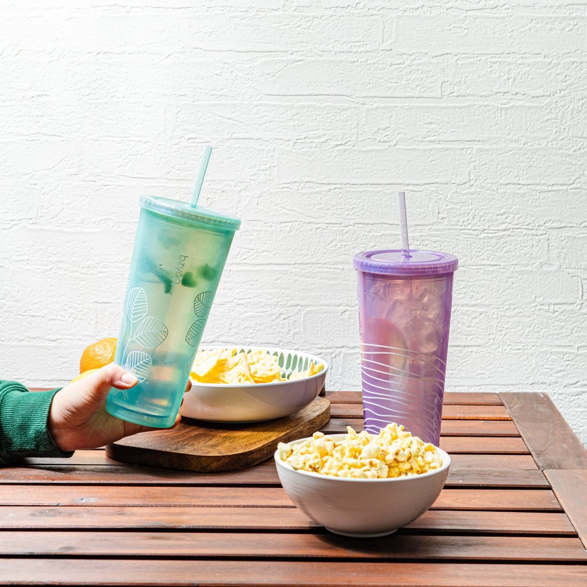 24oz Double Wall Insulated Plastic Tumbler with Lid & Straw - Pearl Green | Leakproof Travel Cup for Coffee, Iced Tea & Cold Drinks | Perfect for Office, Gym & Outdoor Activities