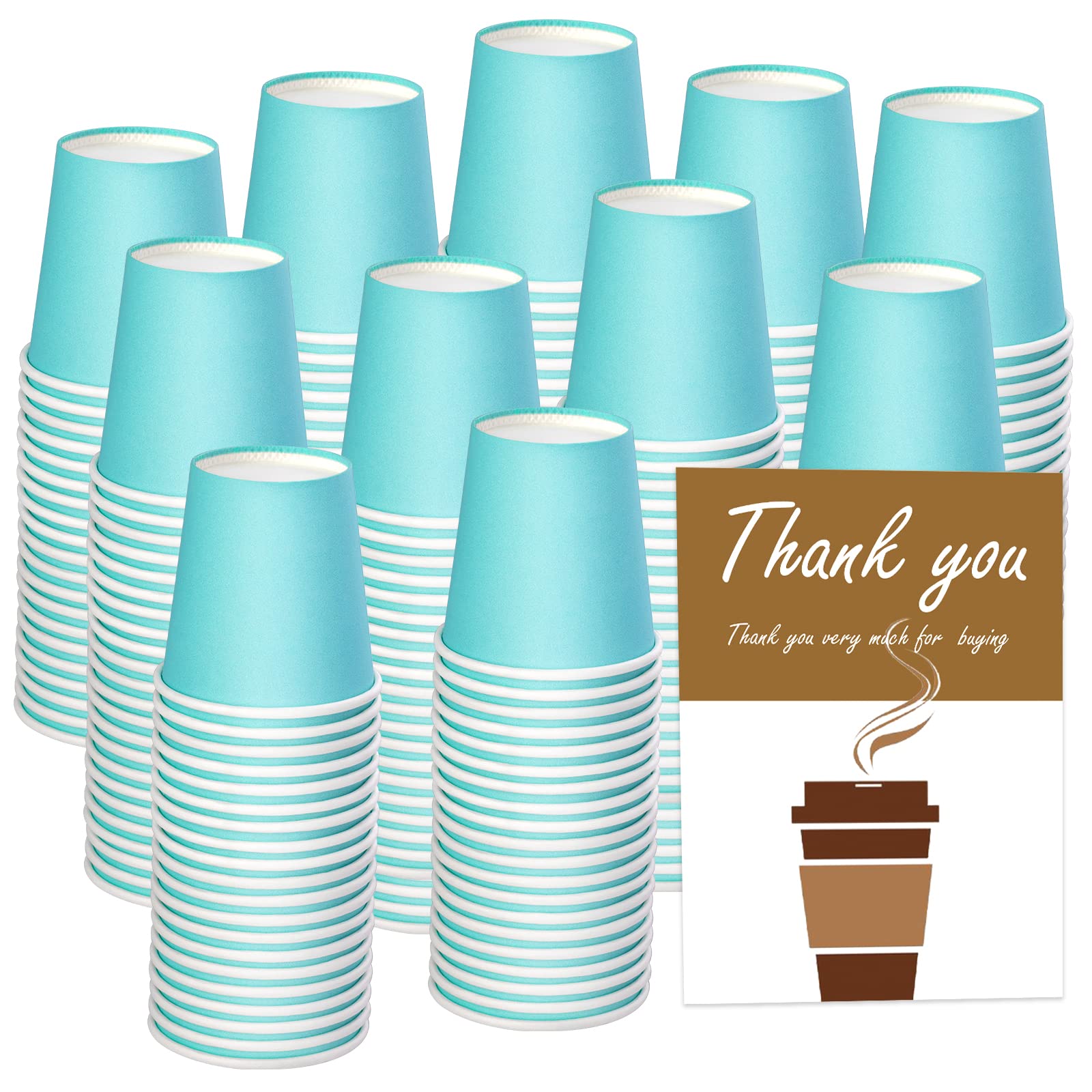 Wuadua 300 Pack Sky Blue Disposable Paper Cups 3Oz - Hot & Cold Beverage Drinking Cups for Coffee, Tea, Juice - Perfect for Parties, Office, Bathroom, and Snacks