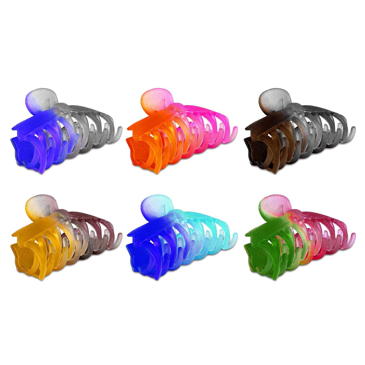 Elegant Plastic Ice Matte Zig-Zag Rectangle Hair Claw Clips for Women - 6 Pack Multicolor Non-Slip Grip Hair Accessories - Perfect for Ponytails, Buns & Everyday Hairstyles
