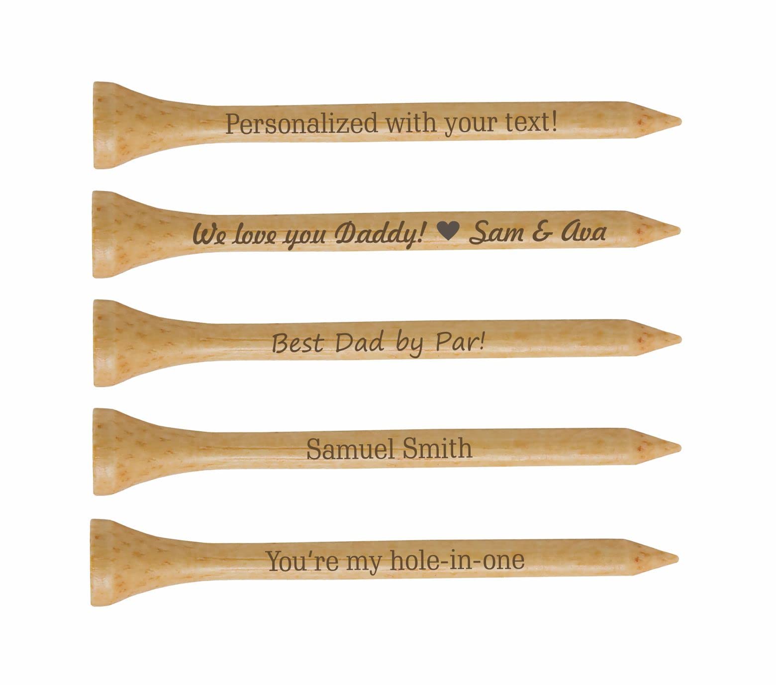 Custom Personalized Golf Tees - Unique Golf Gifts for Men, Dad & Golfers - Perfect for Birthdays, Father's Day & Tournaments - Durable Wooden Golf Tees for Driving Range & Course Play