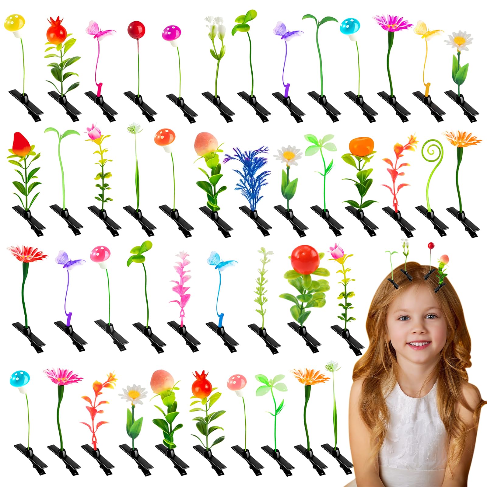70PCS Mixed Sprout Hair Clips - Small Flower Hair Accessories for Women, Girls | Holiday Ornaments, Party Favors, Festival Gifts | Perfect for Weddings, Birthdays, Christmas Decorations & Daily Styling