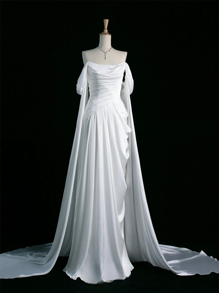 Elegant Off-Shoulder A-Line Satin Long Prom Dress in Purple - Perfect for Formal Dances, Evening Galas & Special Occasions