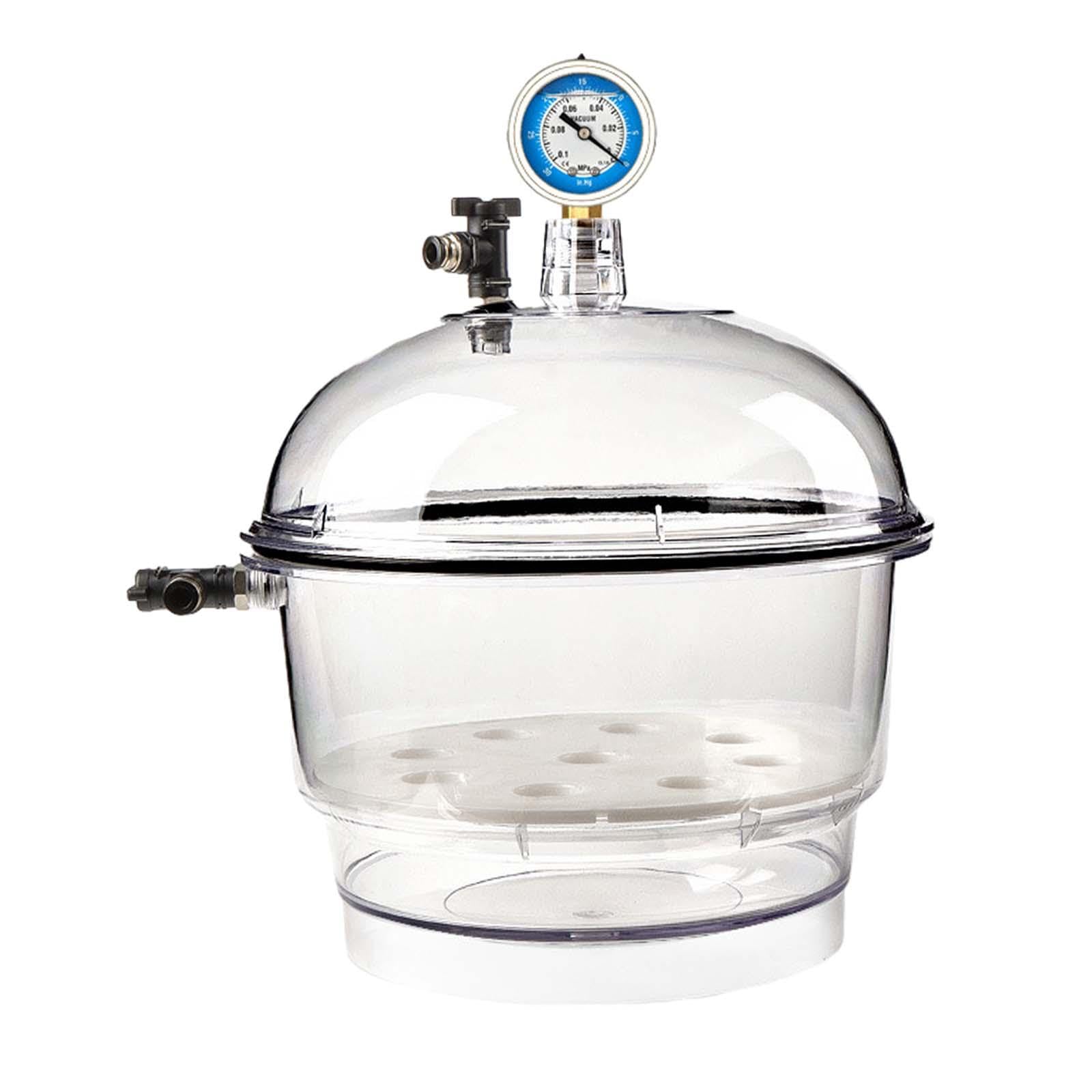 Clear Acrylic Vacuum Chamber with Double Valves - 250mm Lab Desiccator for Drying & Storage | Ideal for Science Experiments, Jewelry Making, and Food Preservation