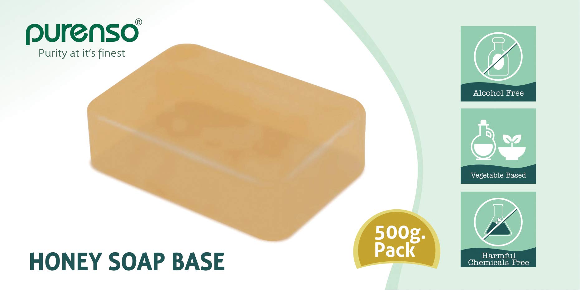 Purenso Select - Premium Honey Melt & Pour Soap Base 500g for DIY Soap Making, Handmade Soap Supplies, Bath & Body Crafting, Gift Making, Home Spa Essentials
