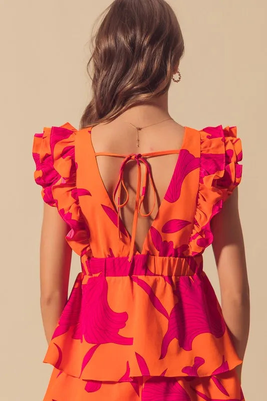Stylish Orange Layered Resort Dress with Elastic Waist - Perfect for Beach Vacations, Summer Parties & Tropical Getaways