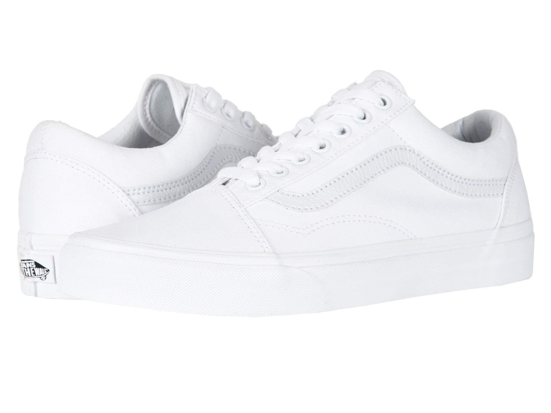 Vans Old Skool Women's Skateboarding Sneakers - White Canvas Shoes Size 7.5 Women/6 Men - Casual Streetwear & Skateboarding Fashion for Everyday Wear
