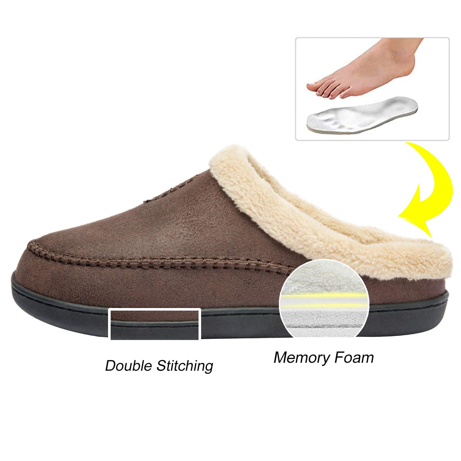 WOTTE Men's Moccasin Slippers - Soft Microsuede with Fleece Lining & Memory Foam - Comfortable Indoor/Outdoor House Shoes for Relaxing at Home, Walking the Dog, or Quick Errands