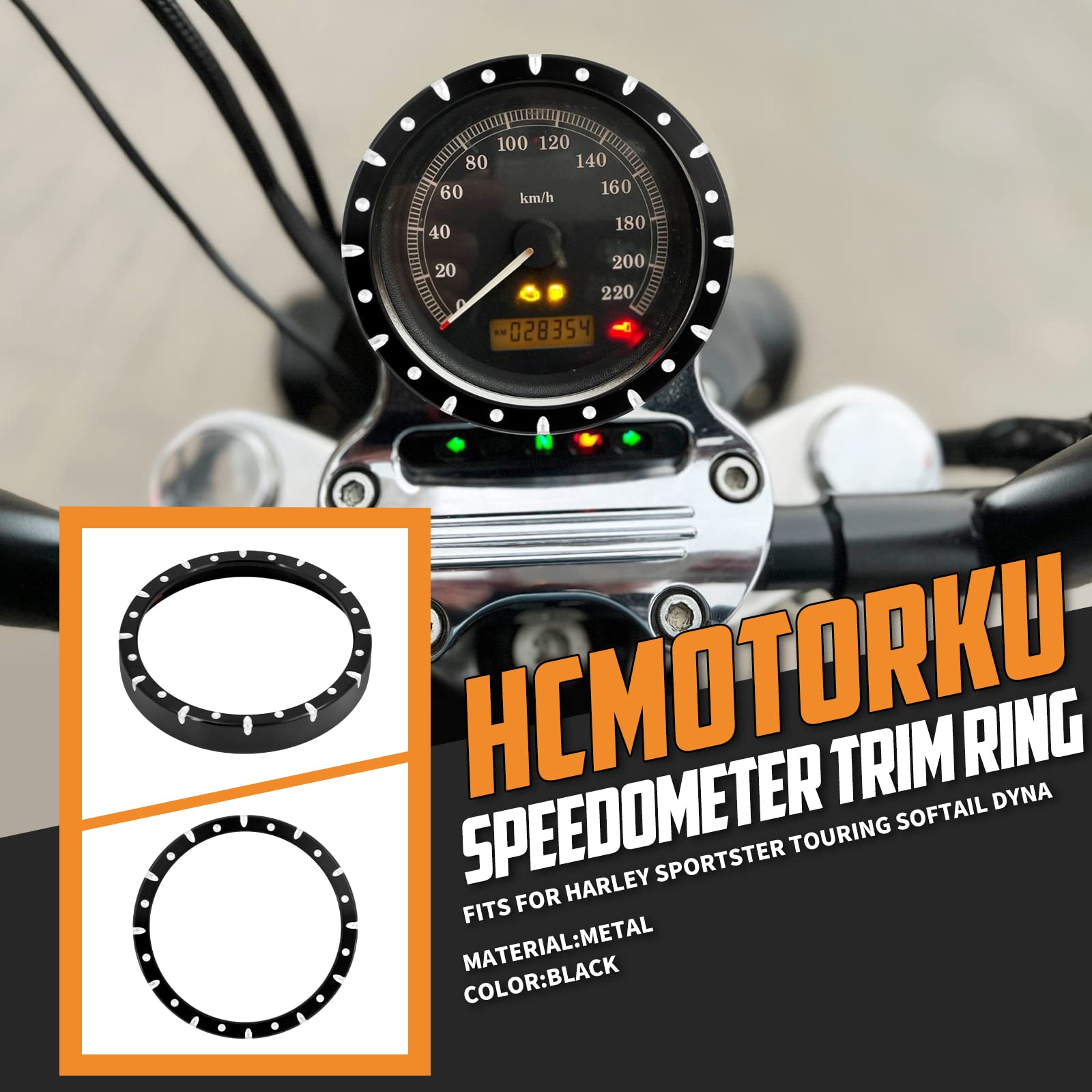 Harley-Davidson Motorcycle Speedometer Bezel Trim Ring Cover - Compatible with Touring, Electra Glide, Street Glide, Road Glide, Sportster XL 883/1200, Softail & Dyna Models - Perfect for Customization & Dashboard Protection