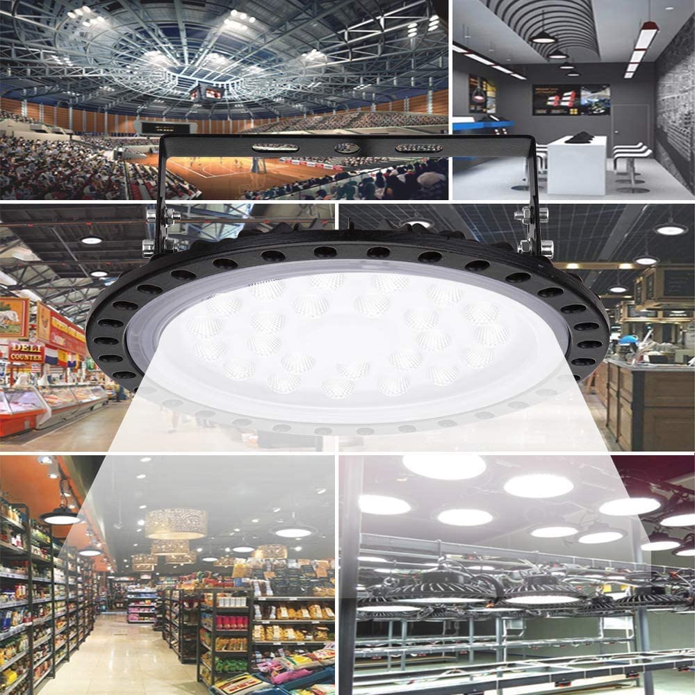 2 Pack 500W UFO LED High Bay Light - 50,000LM Commercial Lighting, 6500K Daylight White, IP65 Waterproof - Ideal for Warehouses, Shops, Garages & Industrial Spaces