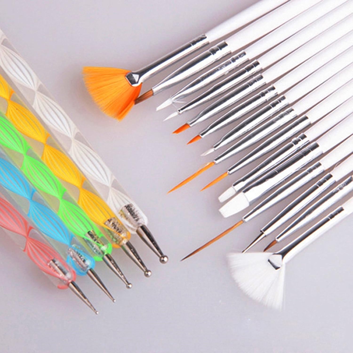 **Khelni Professional Nail Art Kit - 10 Nail Brushes & 5 Dotting Tools for Salon-Quality Nail Designs & Face Painting | Perfect for DIY Manicures, Acrylic Nails & Detailed Artwork**