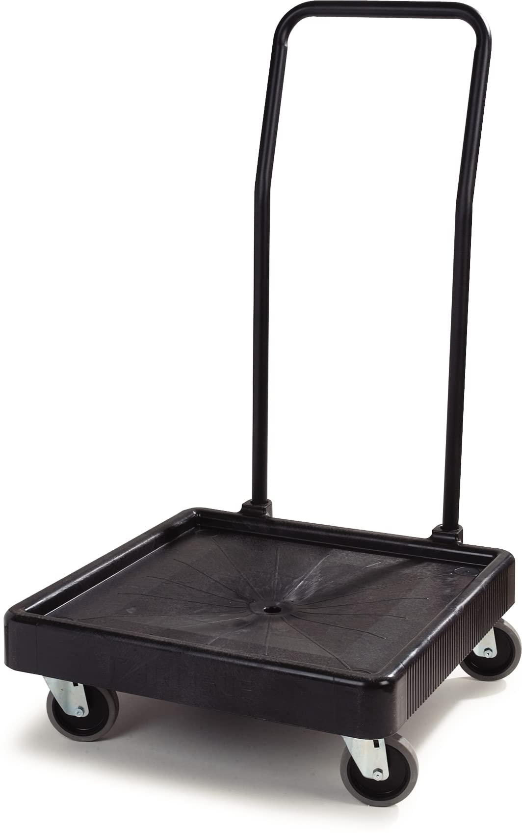 Carlisle FoodService E-Z Glide Dishwashing Rack Dolly - Heavy Duty Plastic Utility Cart with Drain & Handle for Commercial Kitchens, Restaurants (22.5x22.5x8 Inches, Black) - Perfect for Busy Dish Stations & High-Volume Food Service Areas