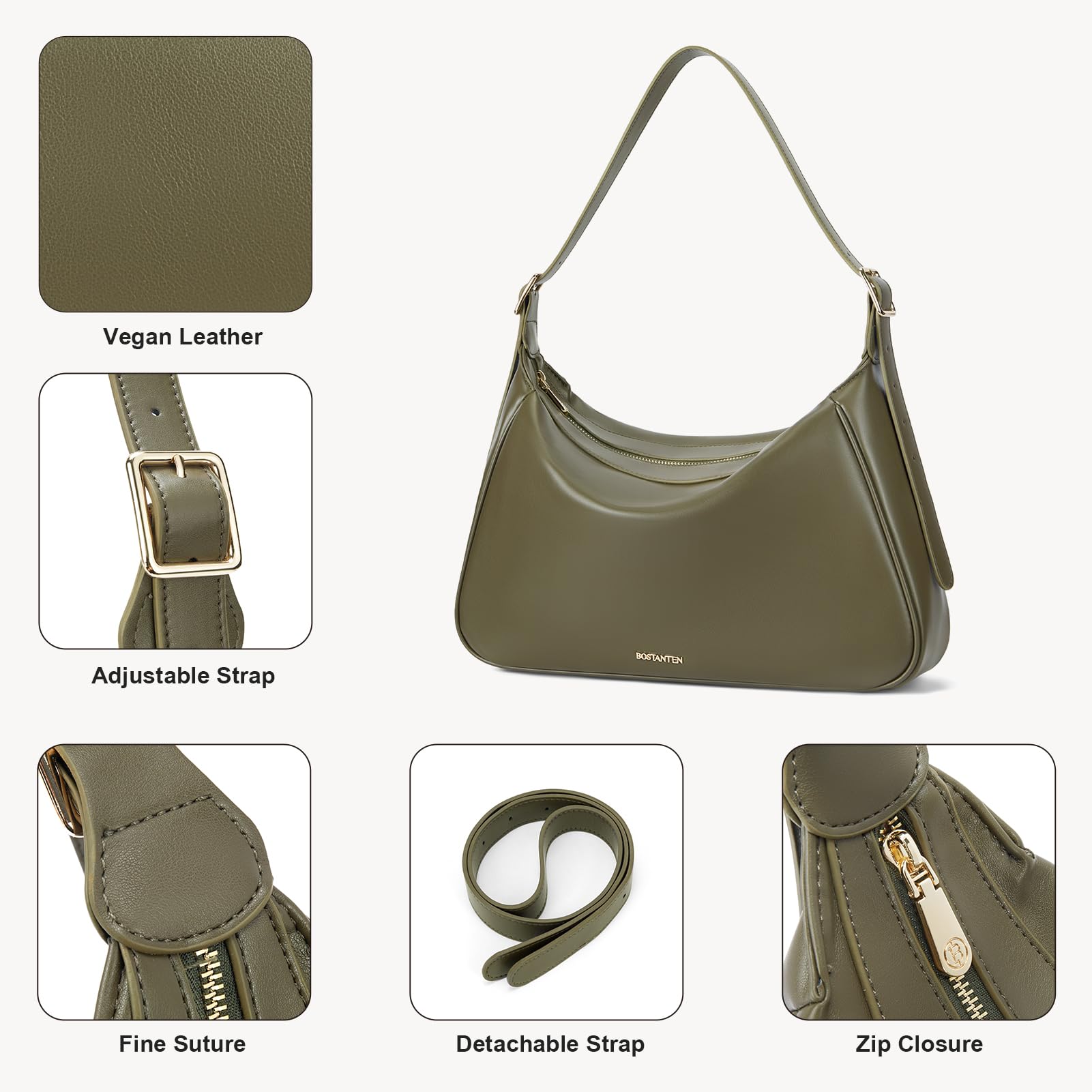 BOSTANTEN Genuine Leather Women's Handbag - Stylish Large Hobo Shoulder Purse in Brown | Perfect for Work, Travel & Everyday Use