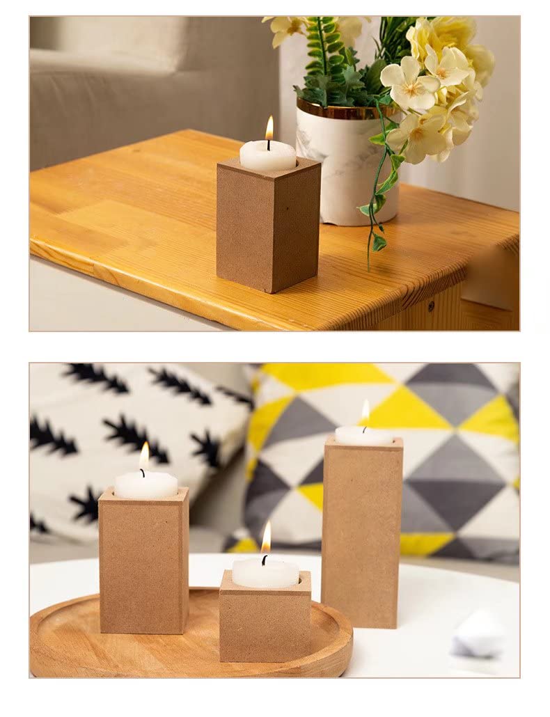 3 Pcs Wooden Candlestick Holders - Rustic Pillar Candle Stands for Table Centerpiece, Home & Living Room Decor - Perfect for Weddings, Dinner Parties, and Cozy Fall Evenings