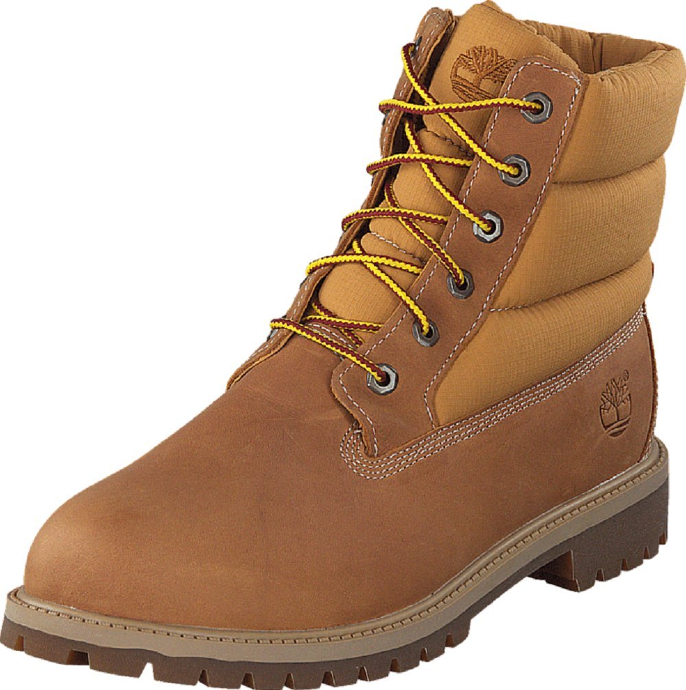 Timberland Women's 6-Inch Quilted Boots - Brown Leather Ankle Boots Size 5.5 US | Waterproof Winter Boots for Hiking, Outdoor & Casual Wear
