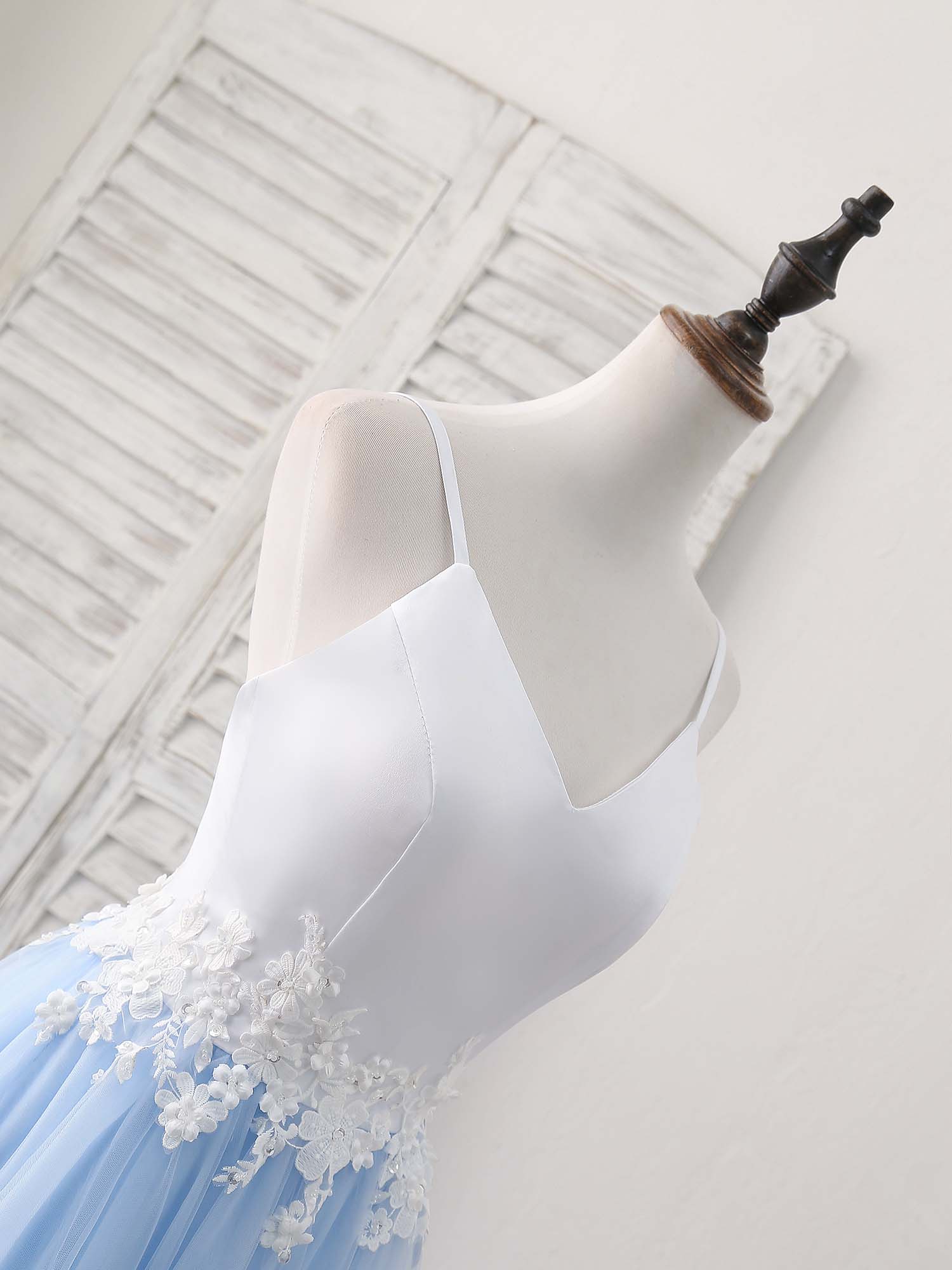 Elegant Blue Tulle Long Prom Dress for Women - Formal Evening Gown for Homecoming, Ball & Special Occasions