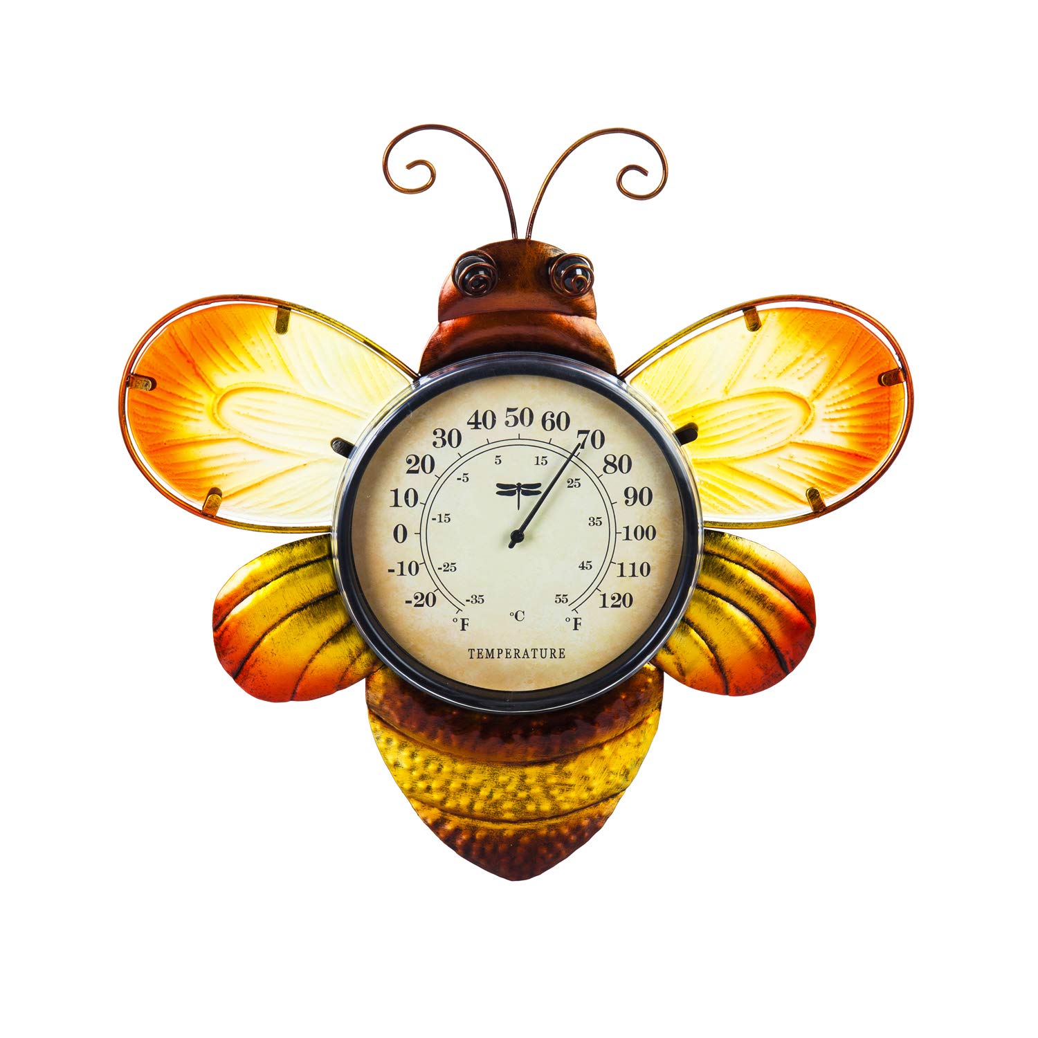 Evergreen Bee Outdoor Wall Thermometer - Accurate Temperature Gauge for Garden, Patio, and Backyard - Weatherproof & Easy-to-Read Design