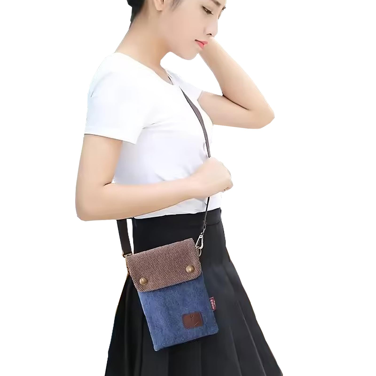WITERY Small Canvas Crossbody Phone Purse Wallet - Handmade Adjustable Shoulder Strap Cute Cell Phone Bag for Women | Perfect for Travel, Shopping & Everyday Use