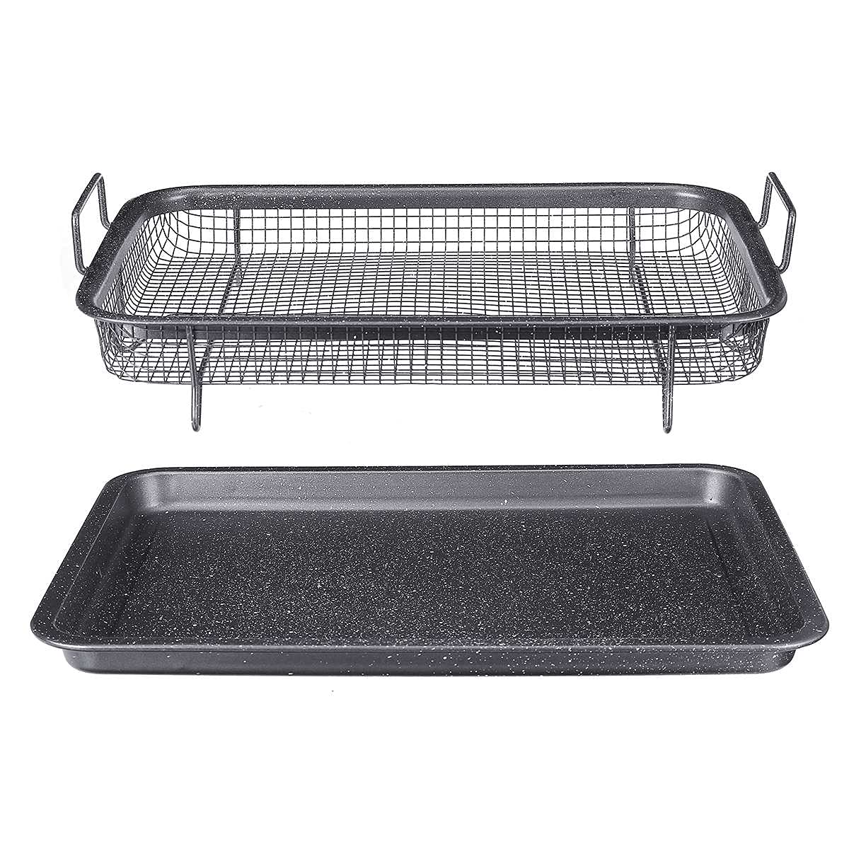 Nonstick Oven Crisper Tray & Air Fryer Basket Set - 3-Piece Baking Sheet for French Fries, Frozen Foods & Healthy Cooking | Perfect for Air Fryers, Ovens & Oil-Free Meal Prep