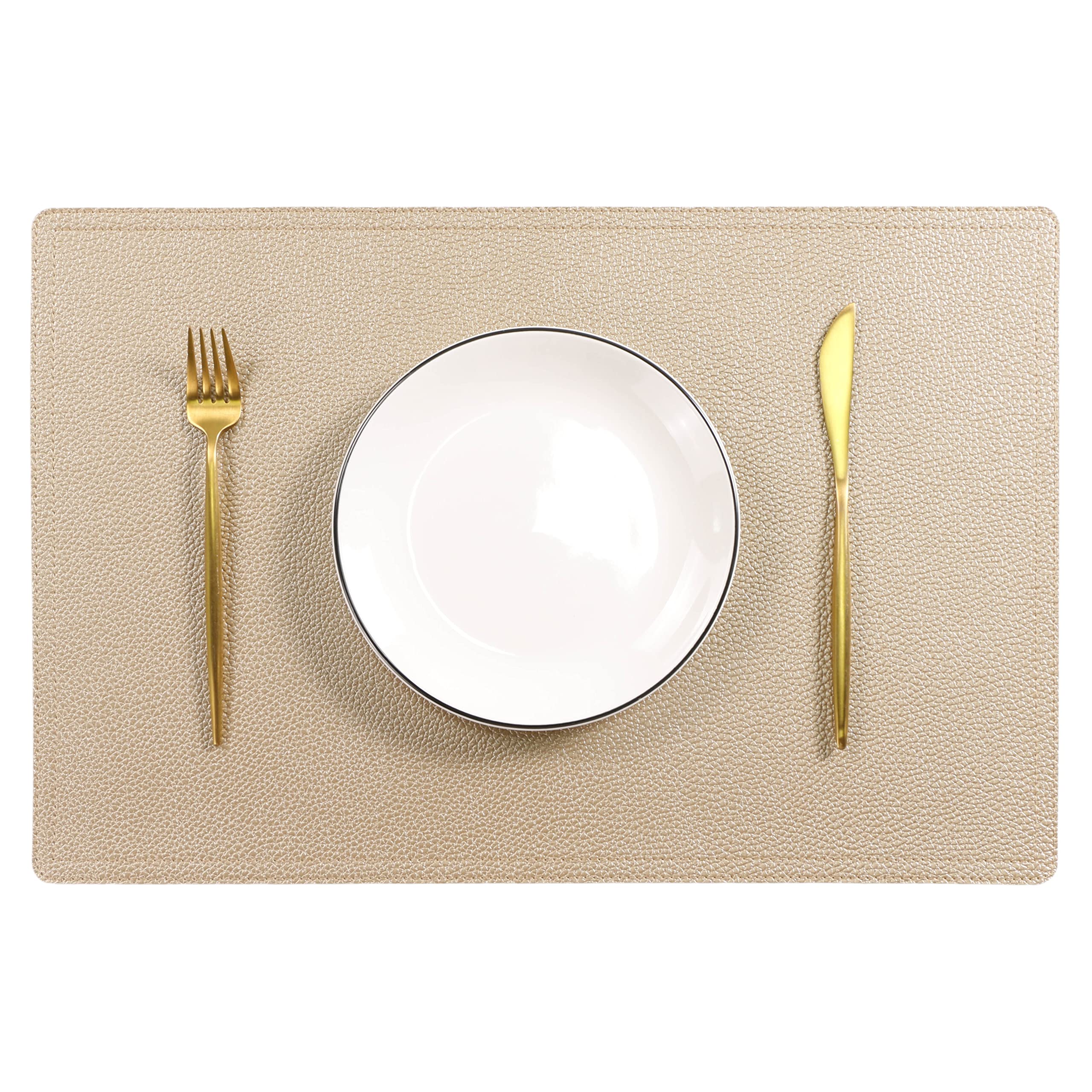 8-Piece Faux Leather Placemats Set - Waterproof, Stain & Heat Resistant PU Table Mats - Easy to Clean for Kitchen, Dining & Conference Tables - Perfect for Daily Meals, Dinner Parties & Office Meetings