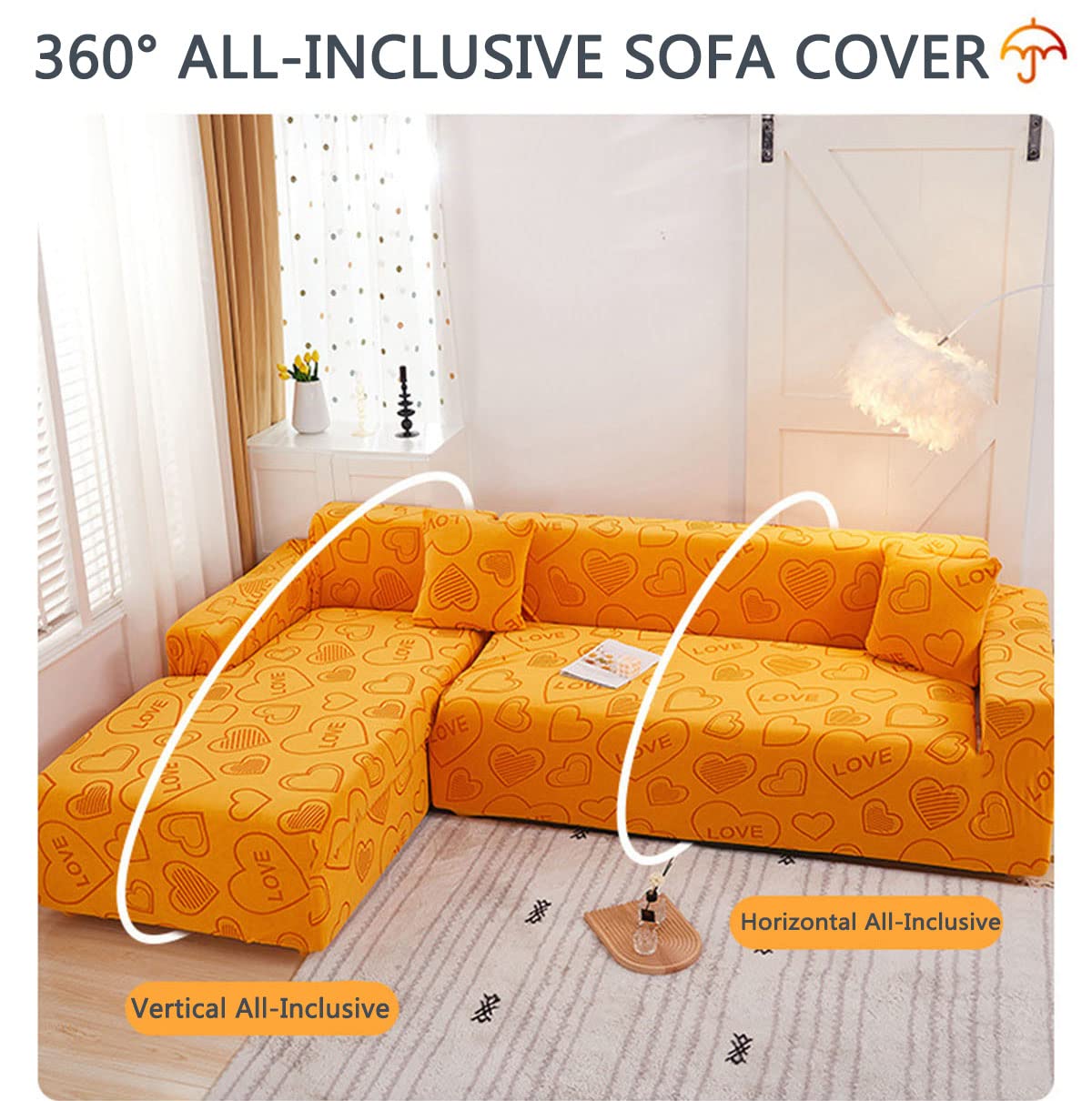 YOPOIY Elastic Jacquard L-Shaped Sofa Cover - Light Grey Universal Fit for 2+3 Seater Sectional Couches, Thickened All-Inclusive Corner Couch Protector | Home Decor & Living Room Furniture Protection