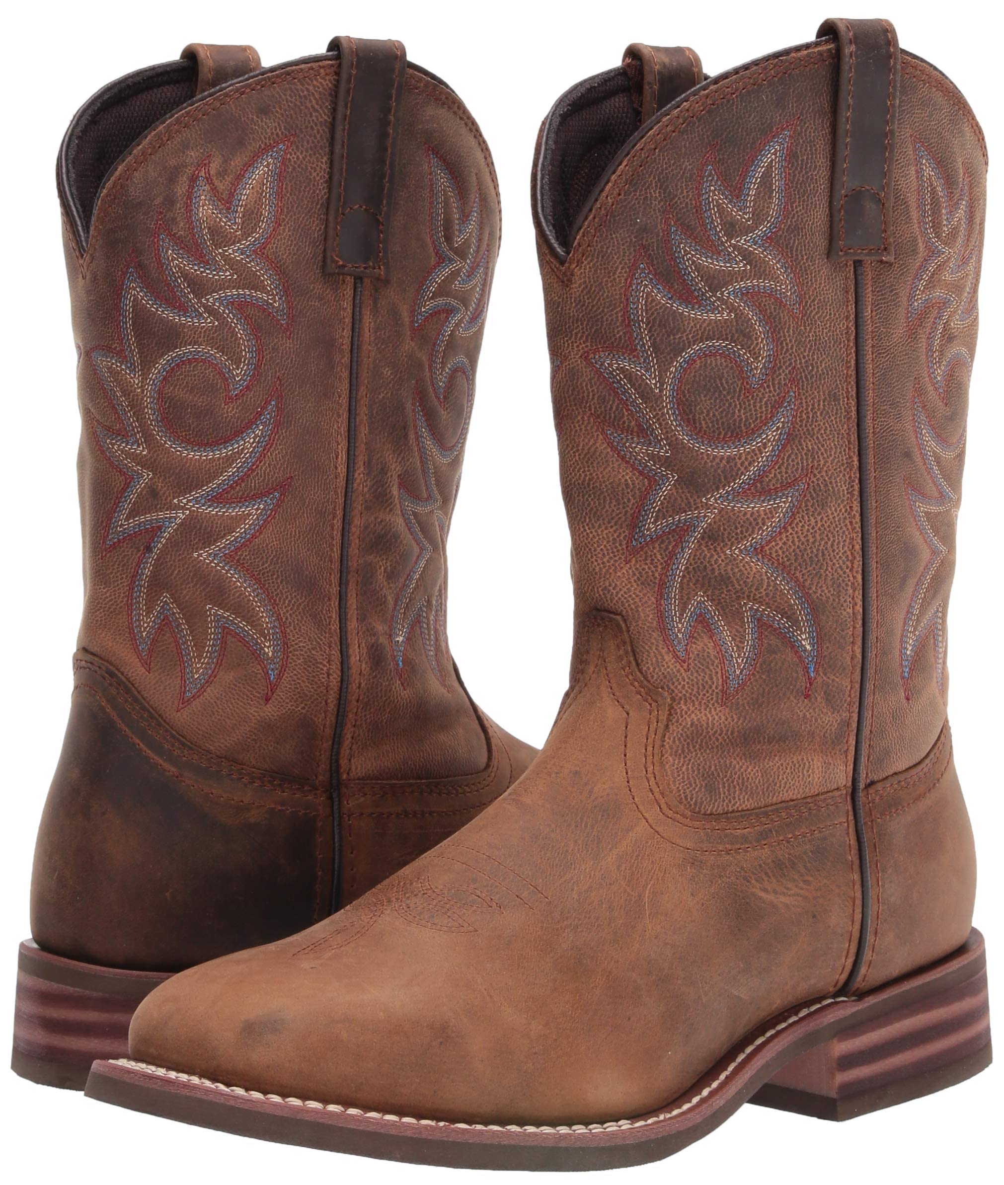 Ad Tec Men's 11in Cowboy Square Toe Western Boots - Oil Tumbled Leather Brown | Comfortable & Durable for Riding, Work & Outdoor Activities