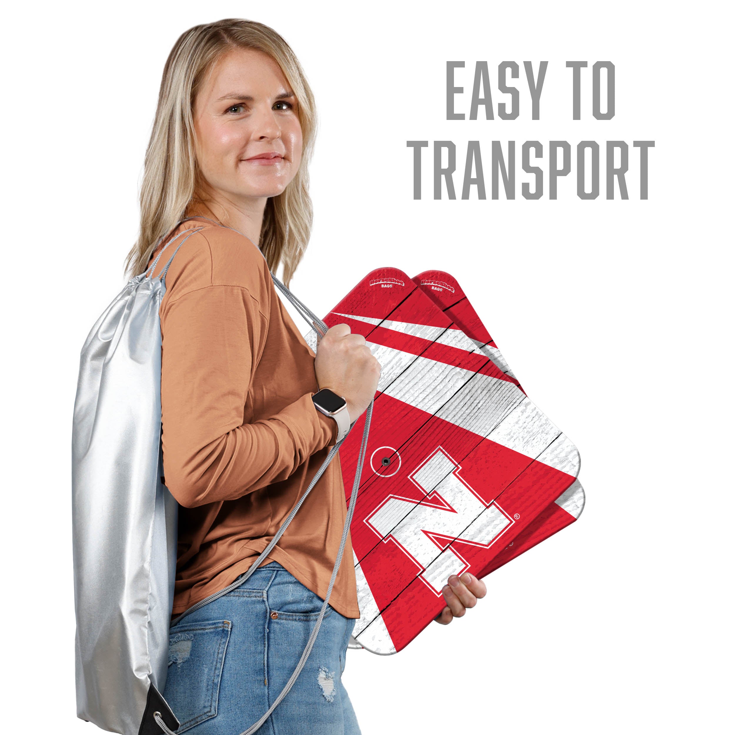 Nebraska Huskers Horseshoe Bags - Official NCAA Cornhuskers Team Logo Game Day Tote - Perfect for Football Tailgates, Campus Events & Fan Gear Collection
