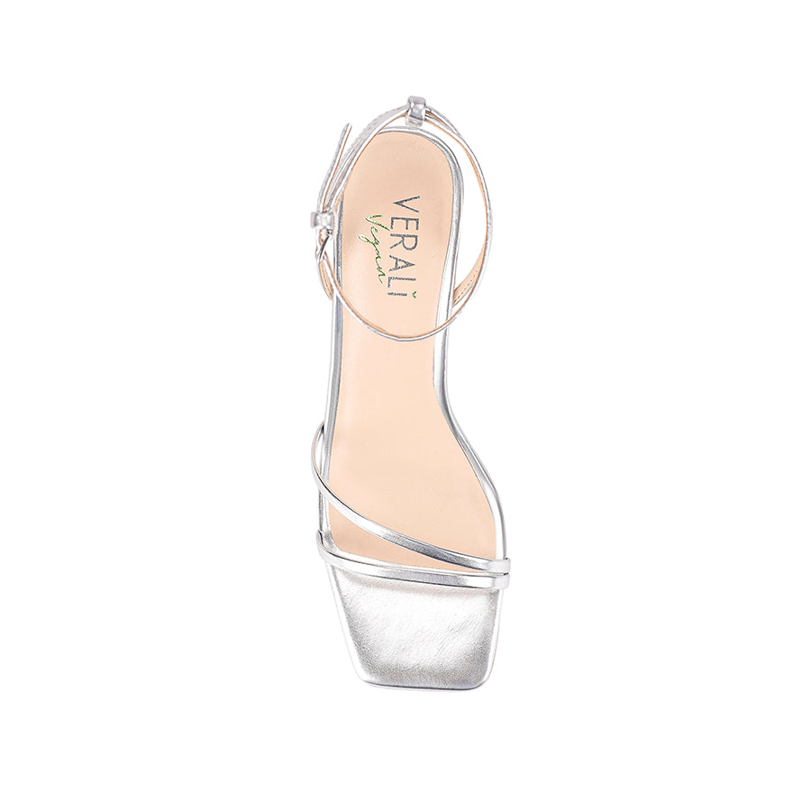 Stevie Block Heel Sandals for Women - Silver Metallic Chunky Heel Summer Sandals | Comfortable Dressy Shoes for Weddings, Parties & Office Wear