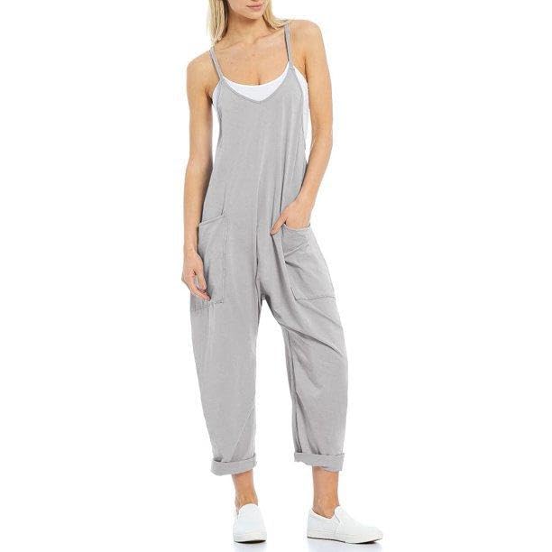 KYLASIEN Women's Casual Jumpsuits - 2024 Summer Sleeveless Romper with Spaghetti Straps, Loose Fit Overalls with Pockets | Perfect for Beach Vacations, Outdoor Music Festivals, and Summer Street Style