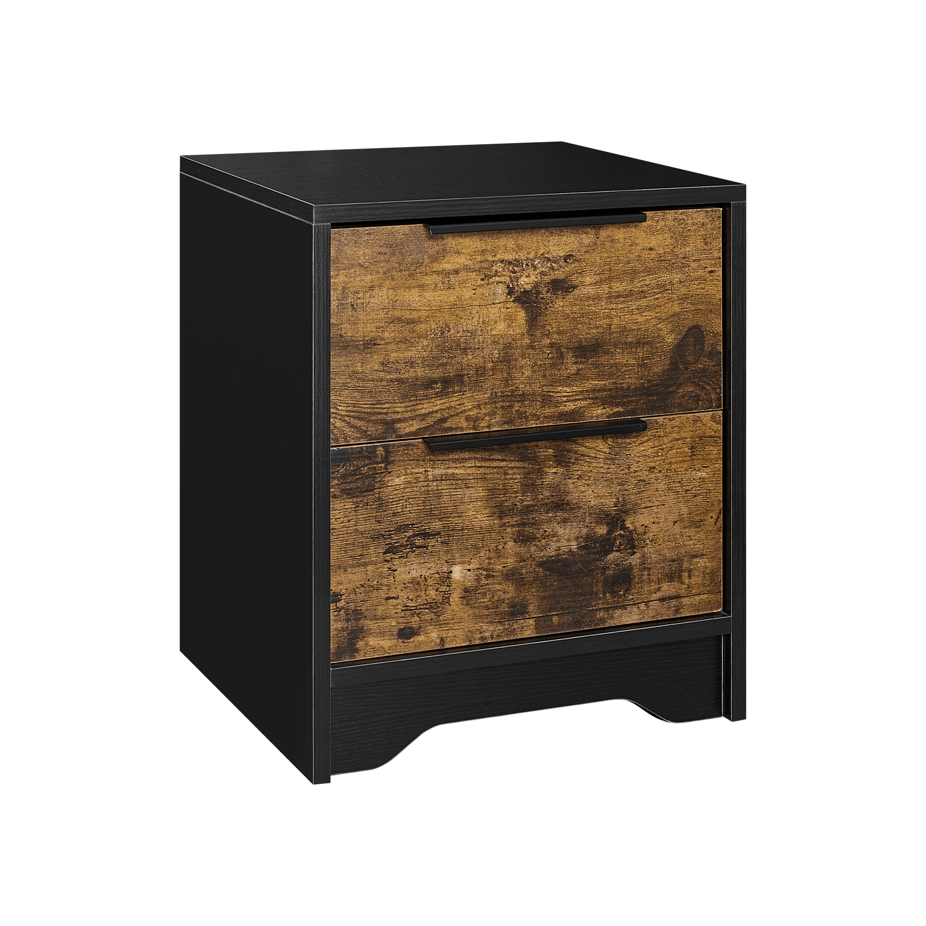 Modern Black Wooden Nightstand with 2 Drawers - Bedside Table for Bedroom, Living Room, Guest Room - Perfect for Storage & Home Decor