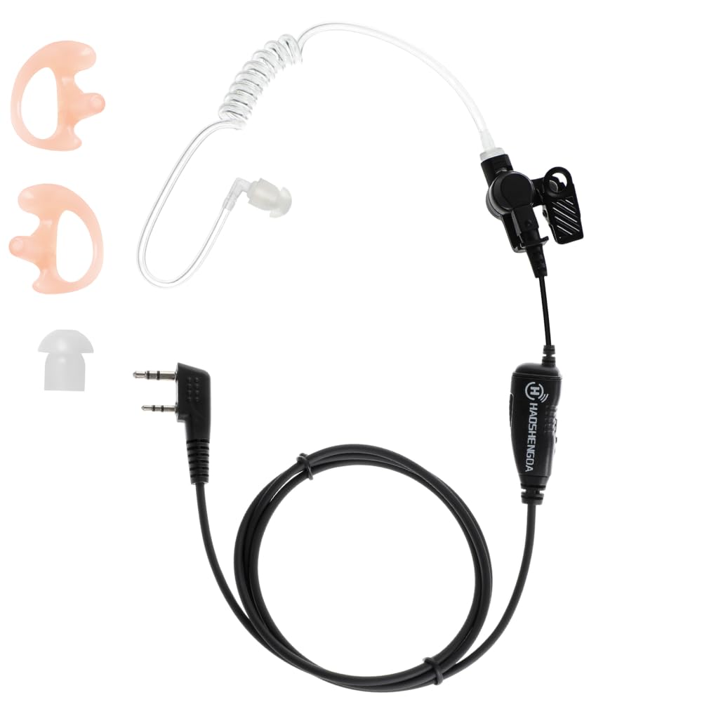 2025 New Walkie Talkie Earpiece with Mic - Compatible with Kenwood, Baofeng, SAMCOM, BTECH, Retevis Radios (UV-5R, BF-F8HP, UV-82HP, UV-888S) - Acoustic Tube Headset for Security, Construction & Outdoor Adventures