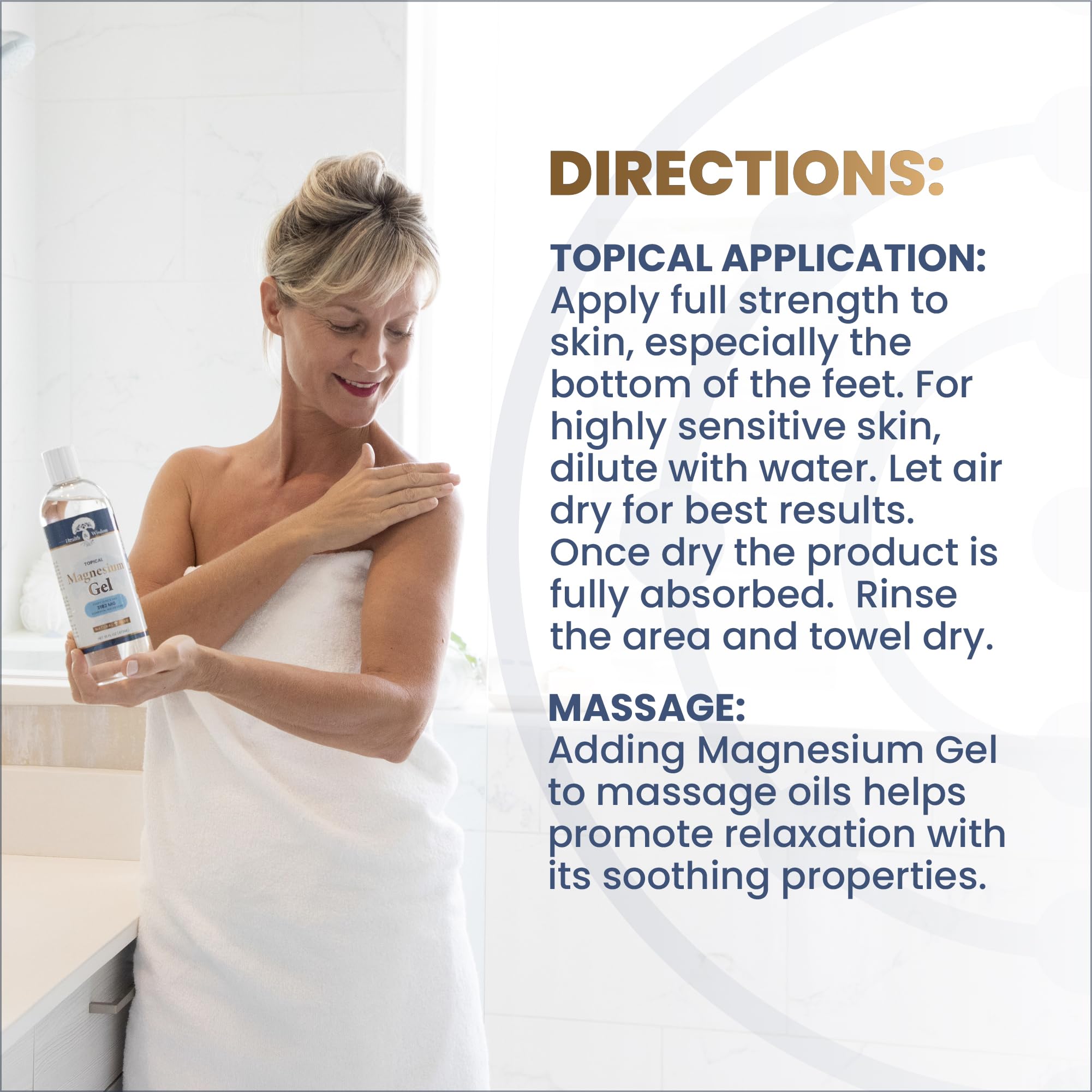 Health and Wisdom Pure Magnesium Oil with Aloe Vera - 128 Fl Oz Transdermal Magnesium Chloride Oil for Foot Care, Bath & Massage | Relieves Muscle Pain, Promotes Relaxation & Better Sleep