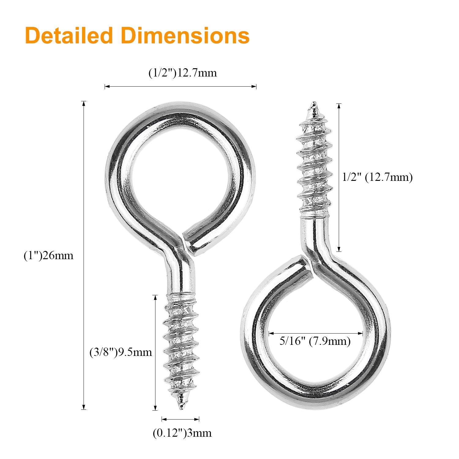 160 Pieces 1 Inch Nickel Plated Steel Screw Eyes - Self Tapping Screw Hooks with Metal Eyelets for Hanging Decor, Plants & Crafts (Durable Eyelet Screws for Home & DIY Projects)