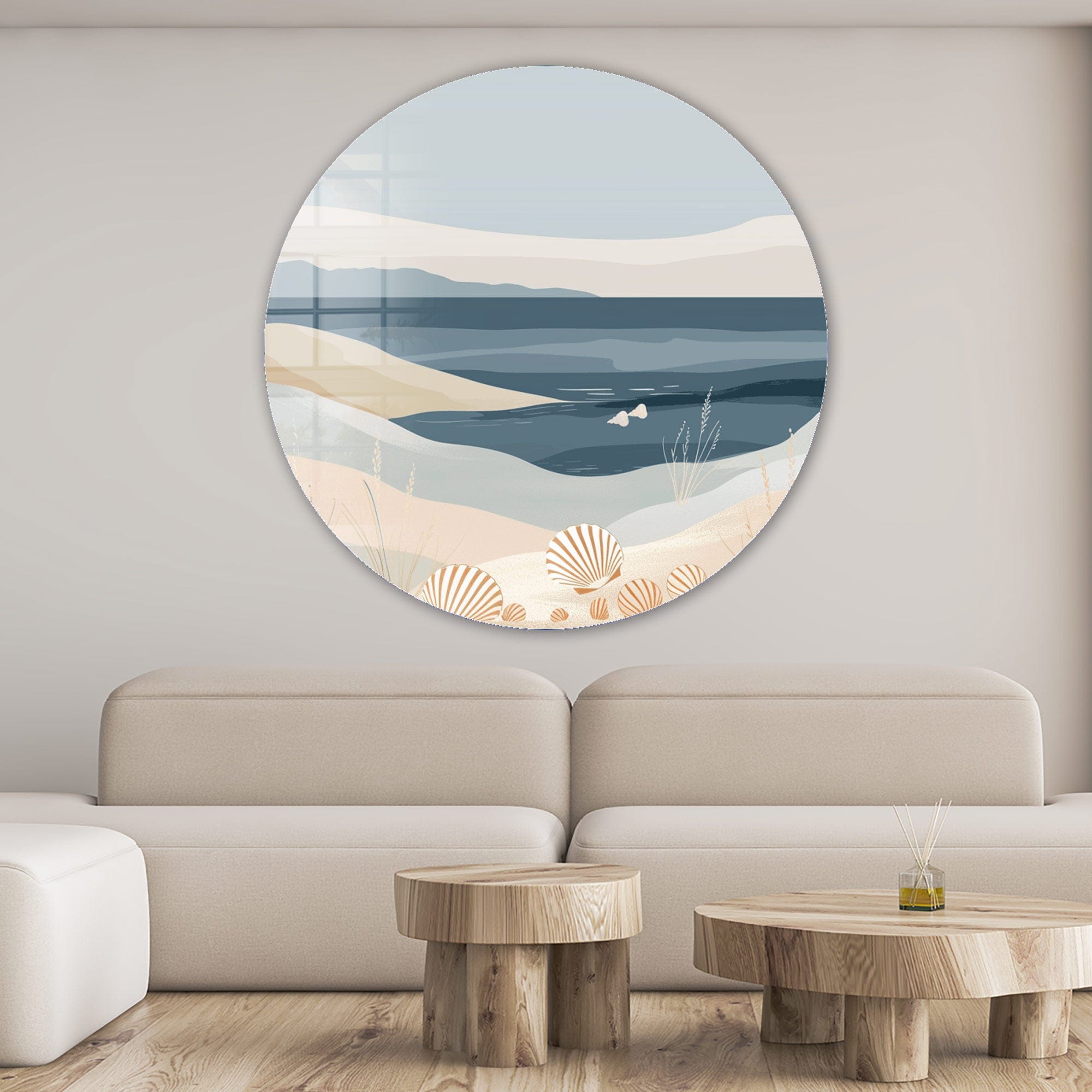 Layers of Beach Rounded Glass Wall Art - Coastal Home Decor for Living Room, Bedroom & Office - Perfect for Beach House, Boho & Modern Interiors