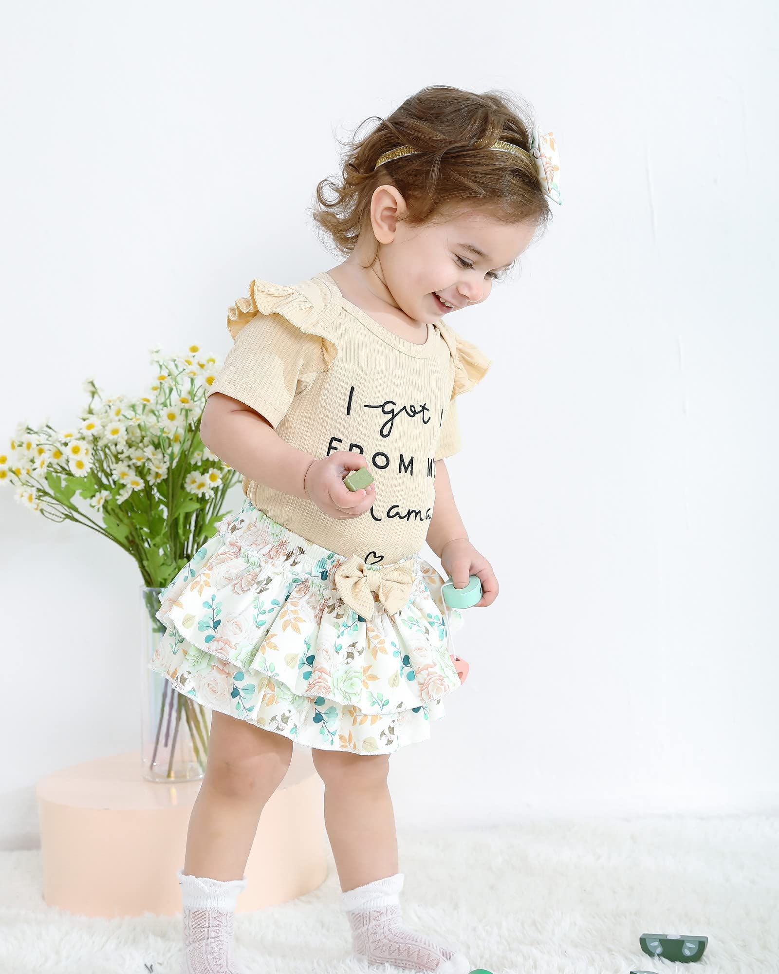 Mioglrie Newborn Baby Girl Clothes Set - Floral Romper & Shorts Outfit for 0-24 Months | Soft Cotton Summer Infant Clothing | Perfect for Playdates, Photo Shoots & Family Outings
