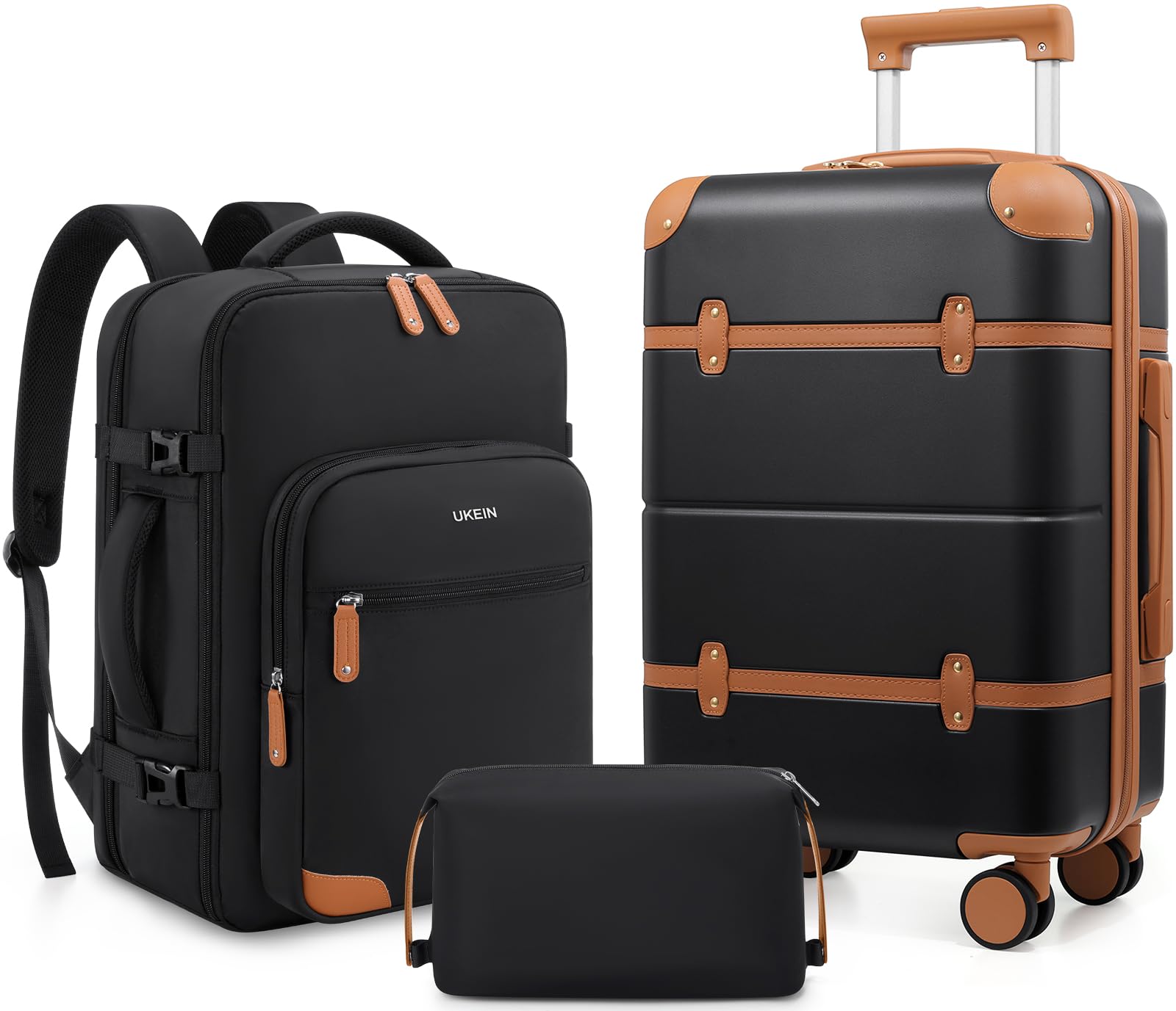 3-Piece Expandable Hardshell Luggage Set with Spinner Wheels & TSA Lock - 20in Carry-On Suitcase + Travel Backpack for Women | Perfect for Business Trips, Vacations & Air Travel
