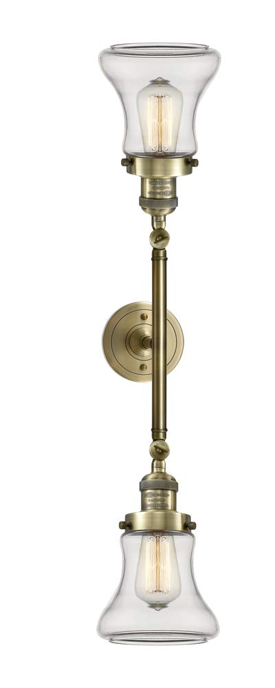 Innovations 208L-PN-G191 2-Light Vertical Bathroom Vanity Light Fixture in Polished Nickel - Perfect for Modern Bathroom Mirror Lighting and Makeup Area Illumination